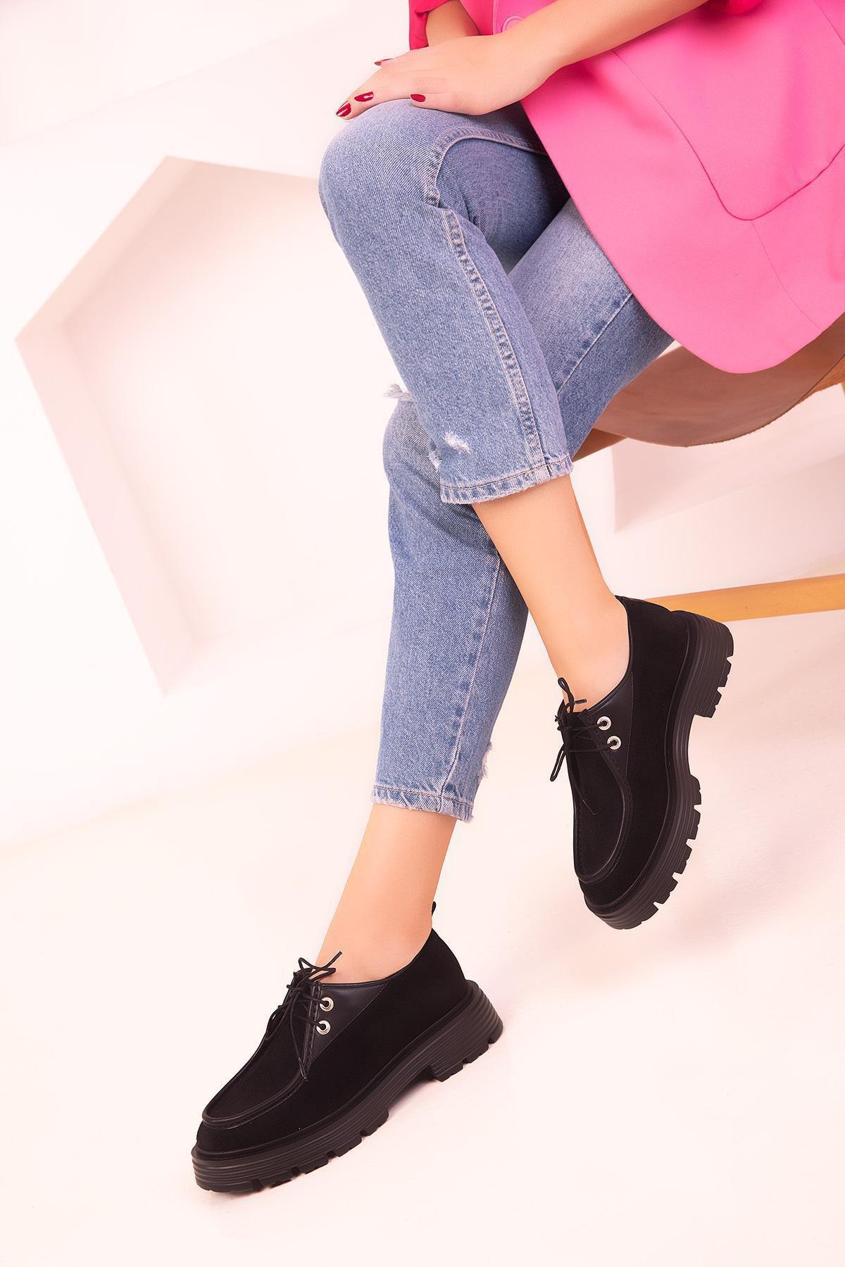 Black Lace-Up Suede Casual Shoes, , large image number 0