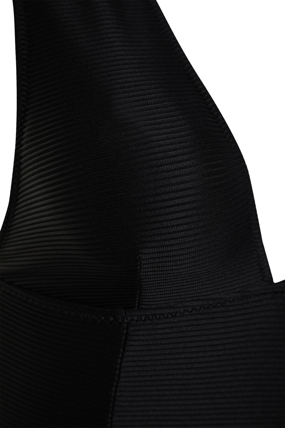 Trendyol - Black V-Neck Textured Regular Swimsuit