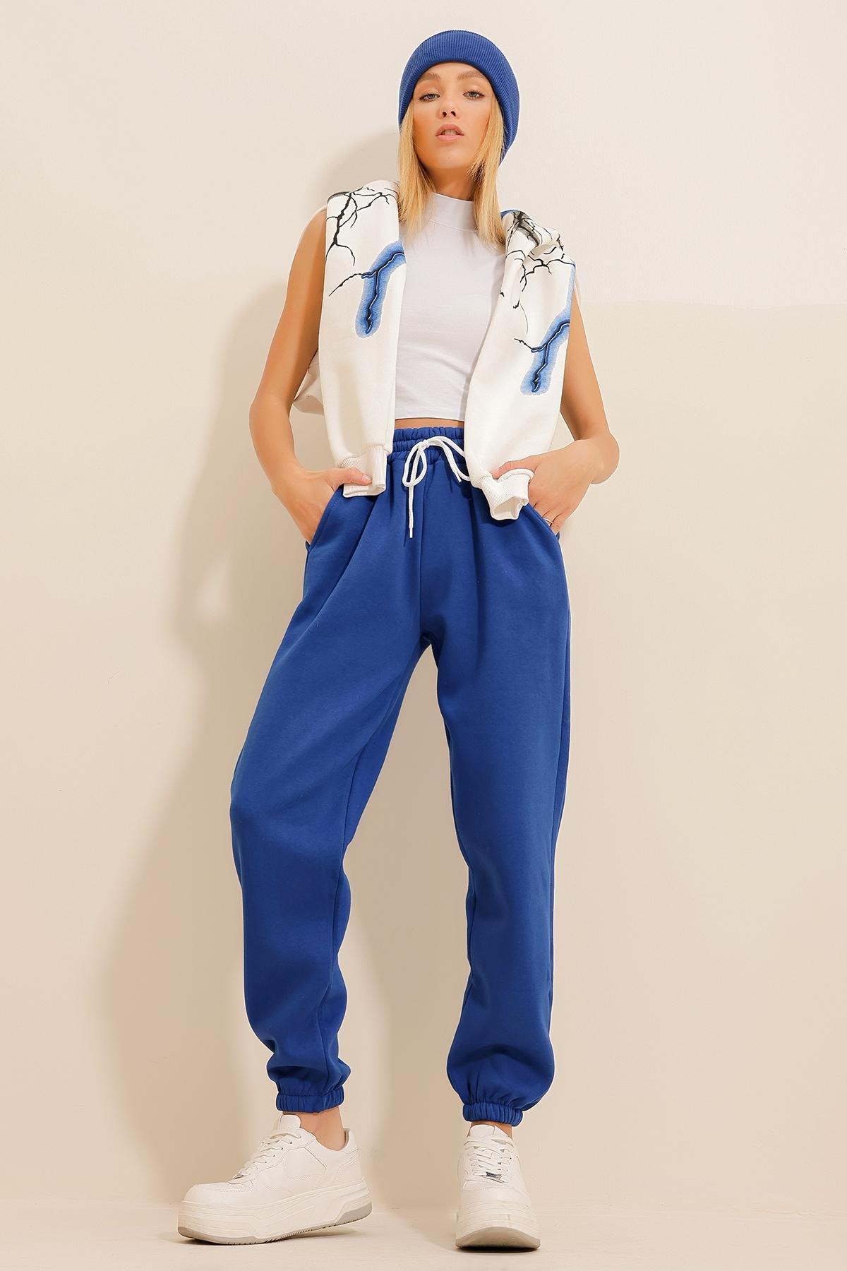 Womens Saks 3 Thread Inner Raised Jogging Sweatpants ALC-X10929, single, , large image number 0