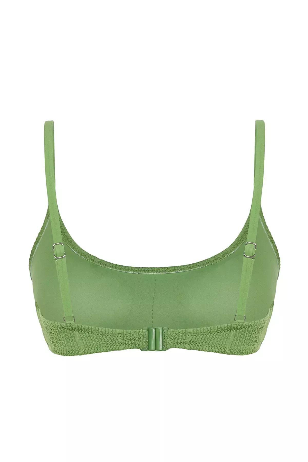 Green Strapless Textured Bikini Top, C101_4744, large image number 5