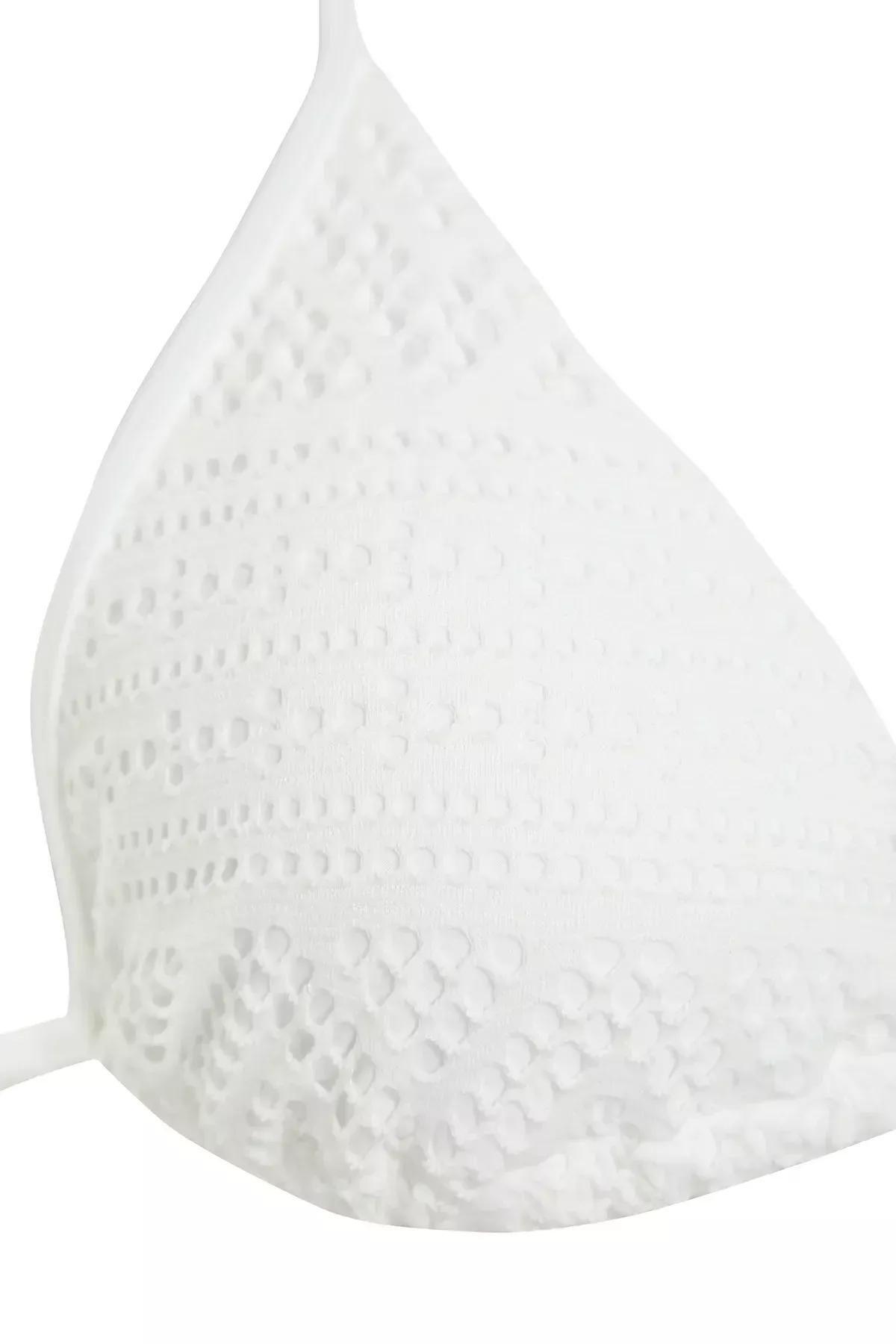White Triangle Tied Textured Bikini Set, C101_1979, large image number 5