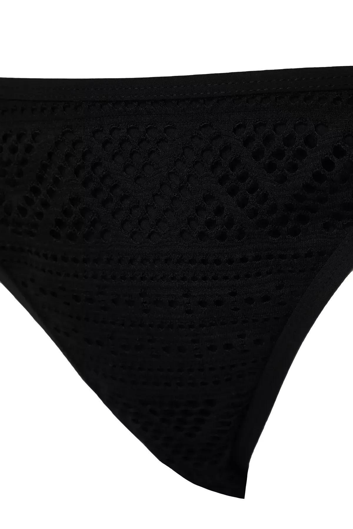 Black Triangle Tied Textured Bikini Set, C101_2094, large image number 5