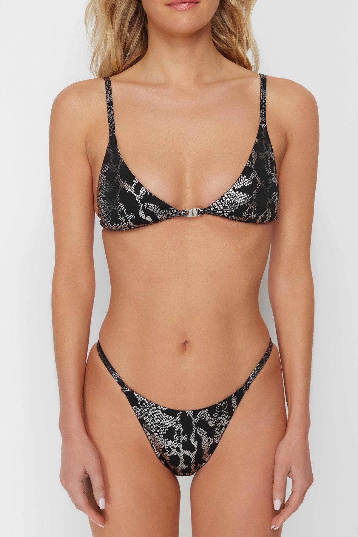 Multicolour Triangle Shiny Printed Bikini Set, , large image number 3