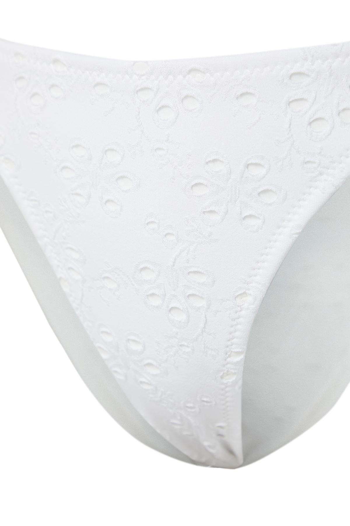 White Triangle Tied Textured Bikini Set, , large image number 4