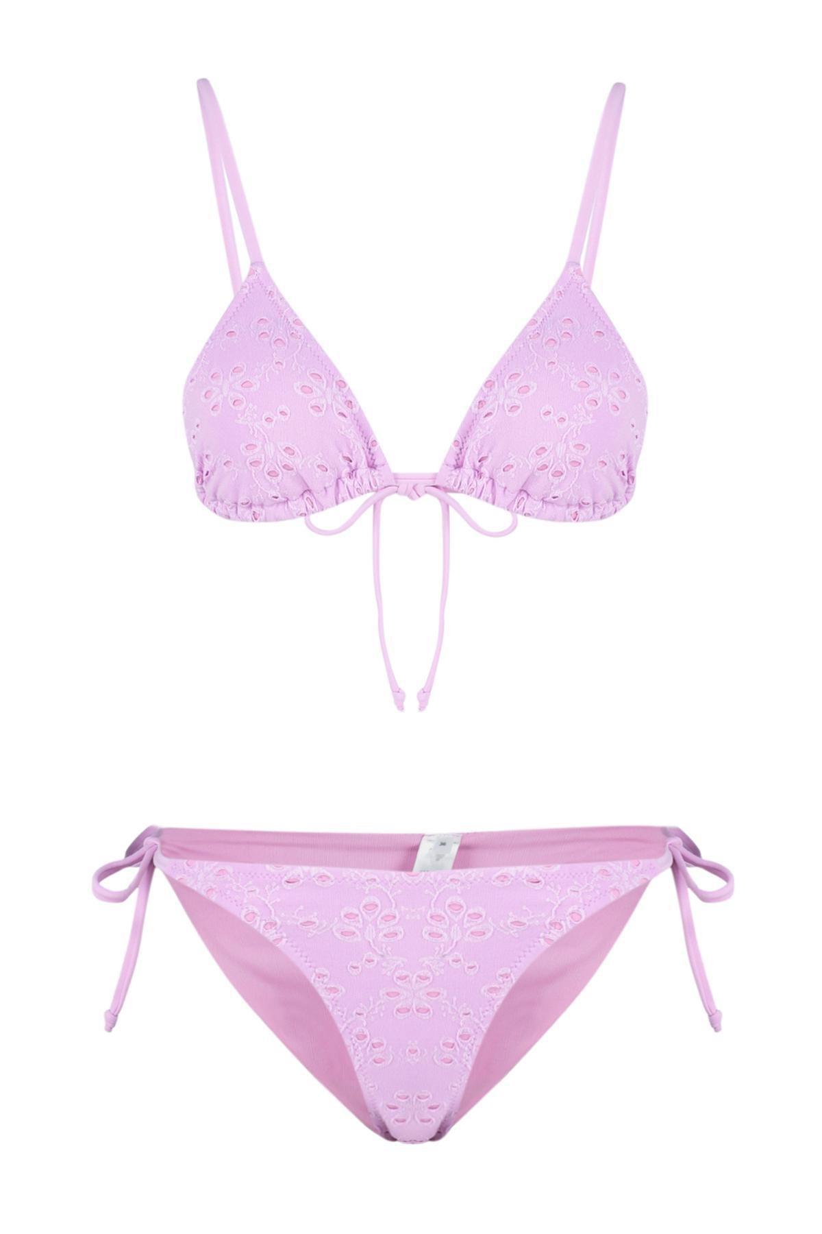 Pink Triangle Tie Bikini Set, , large image number 7