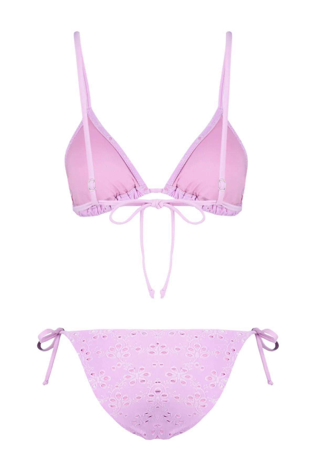 Pink Triangle Tie Bikini Set, , large image number 8