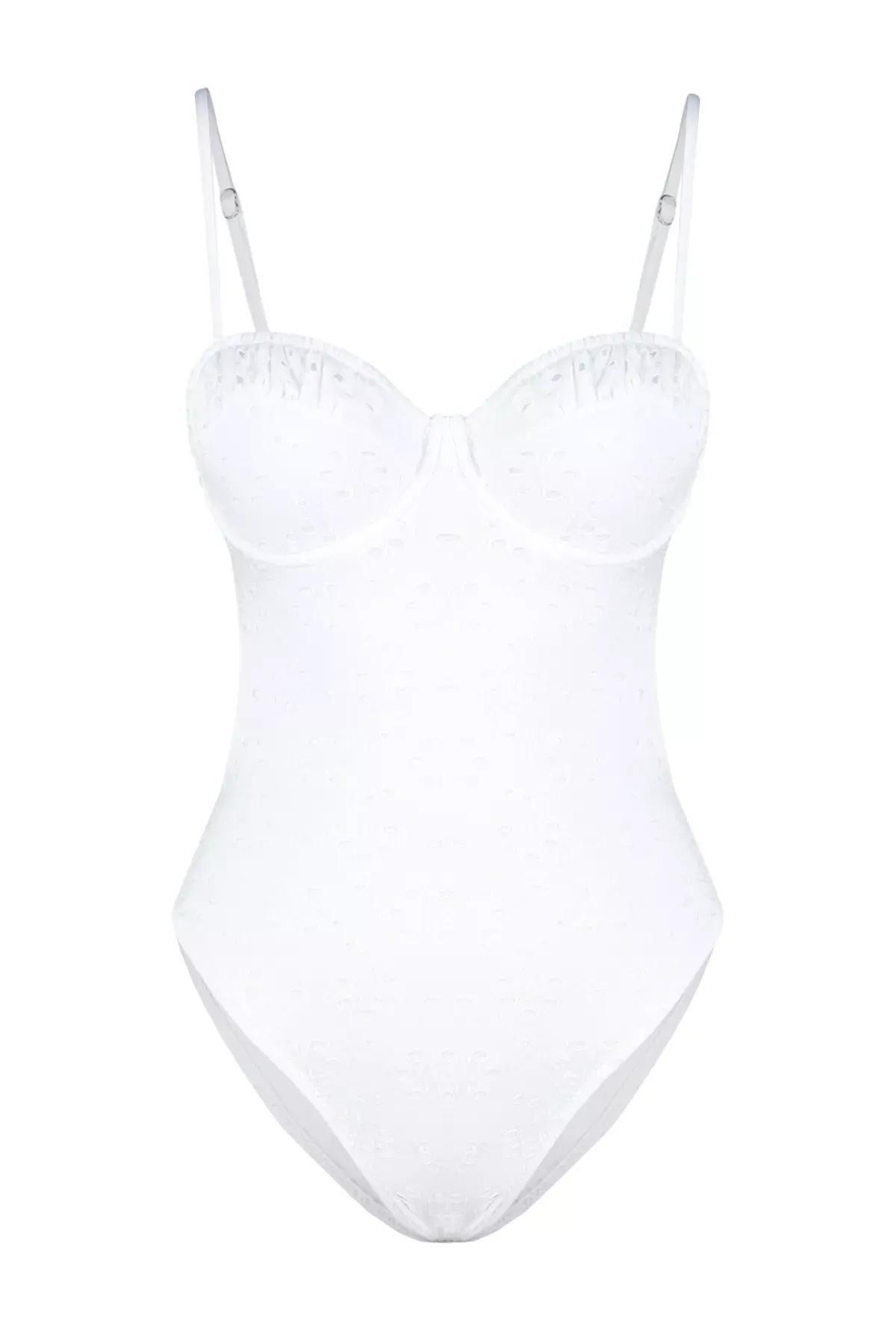 Bridal White V-Neck Tied Swimsuit, C101_1979, large image number 6