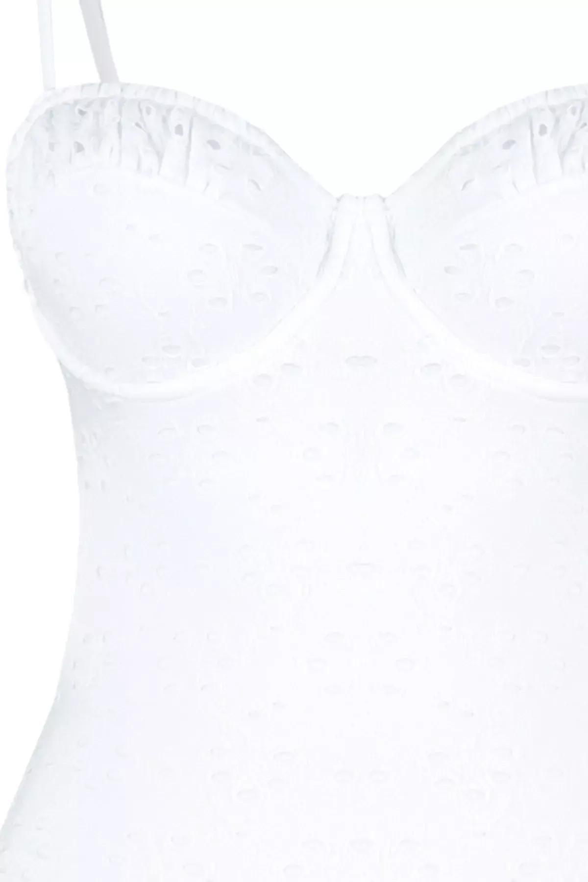 Bridal White V-Neck Tied Swimsuit, C101_1979, large image number 7