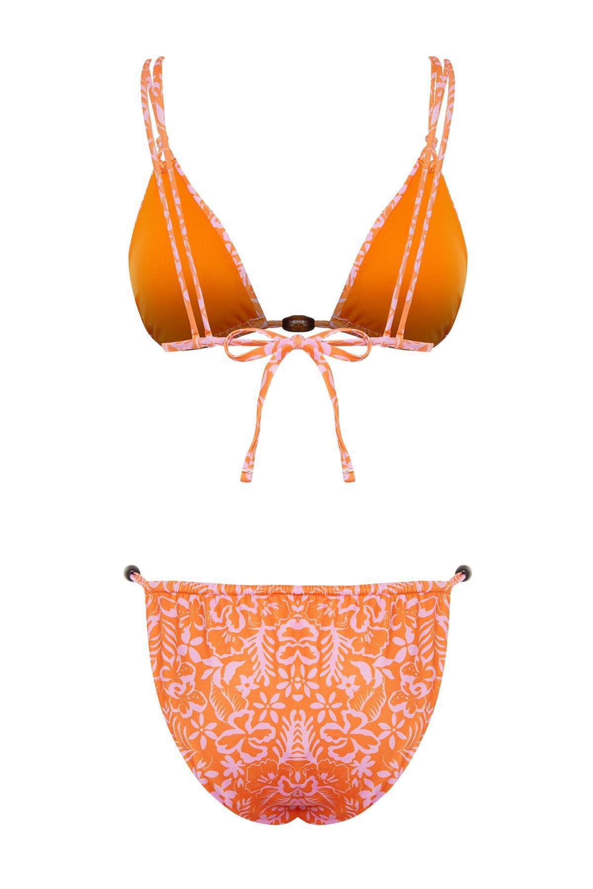 طقم بيكيني برازيليان بنقشة زهور، ألوان متعددة, Orange-Multicolor, large image number 6
