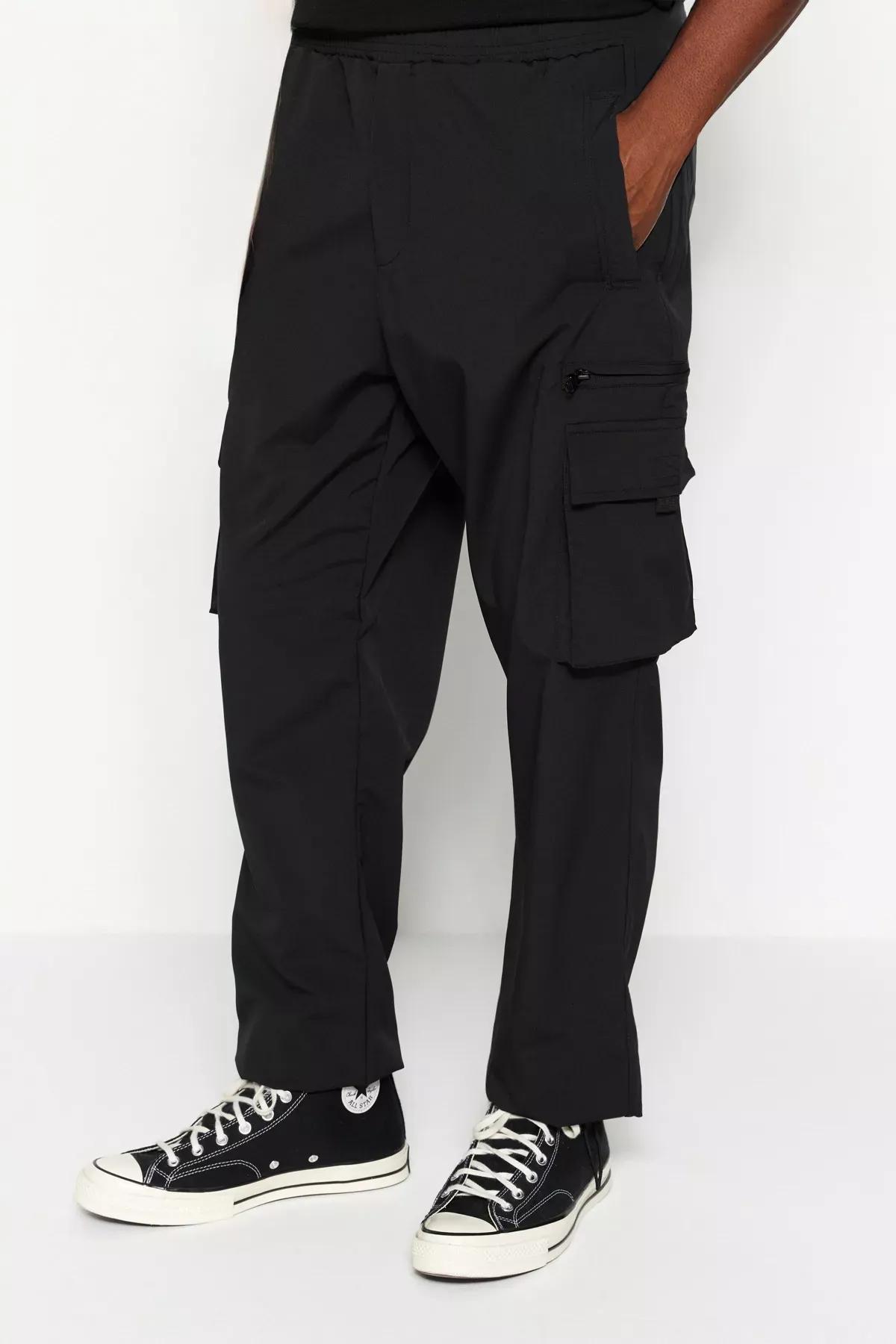 Black Plain Jogger Trousers, , large image number 1