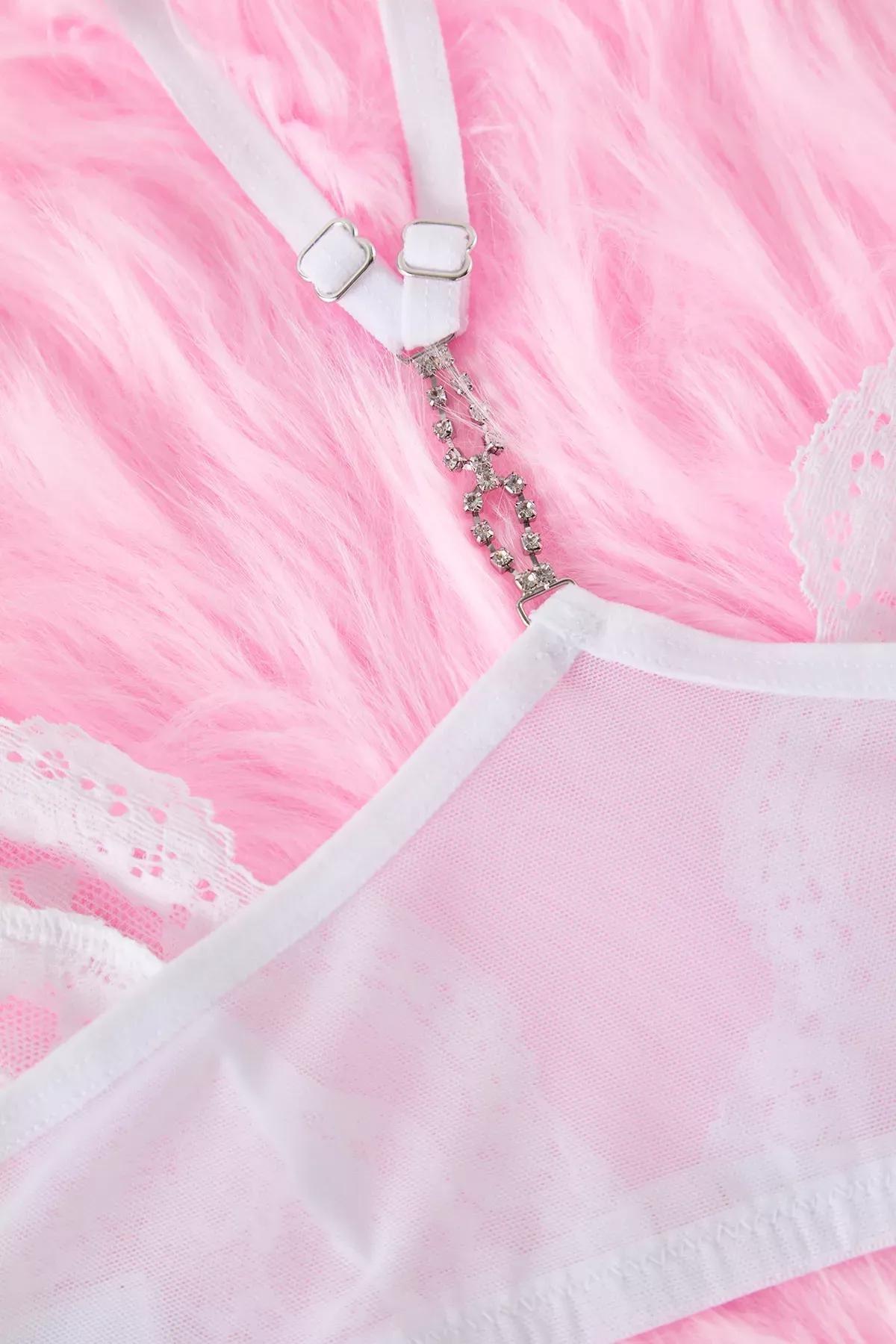 White Lace Garter Belt & Stockings Set, , large image number 2