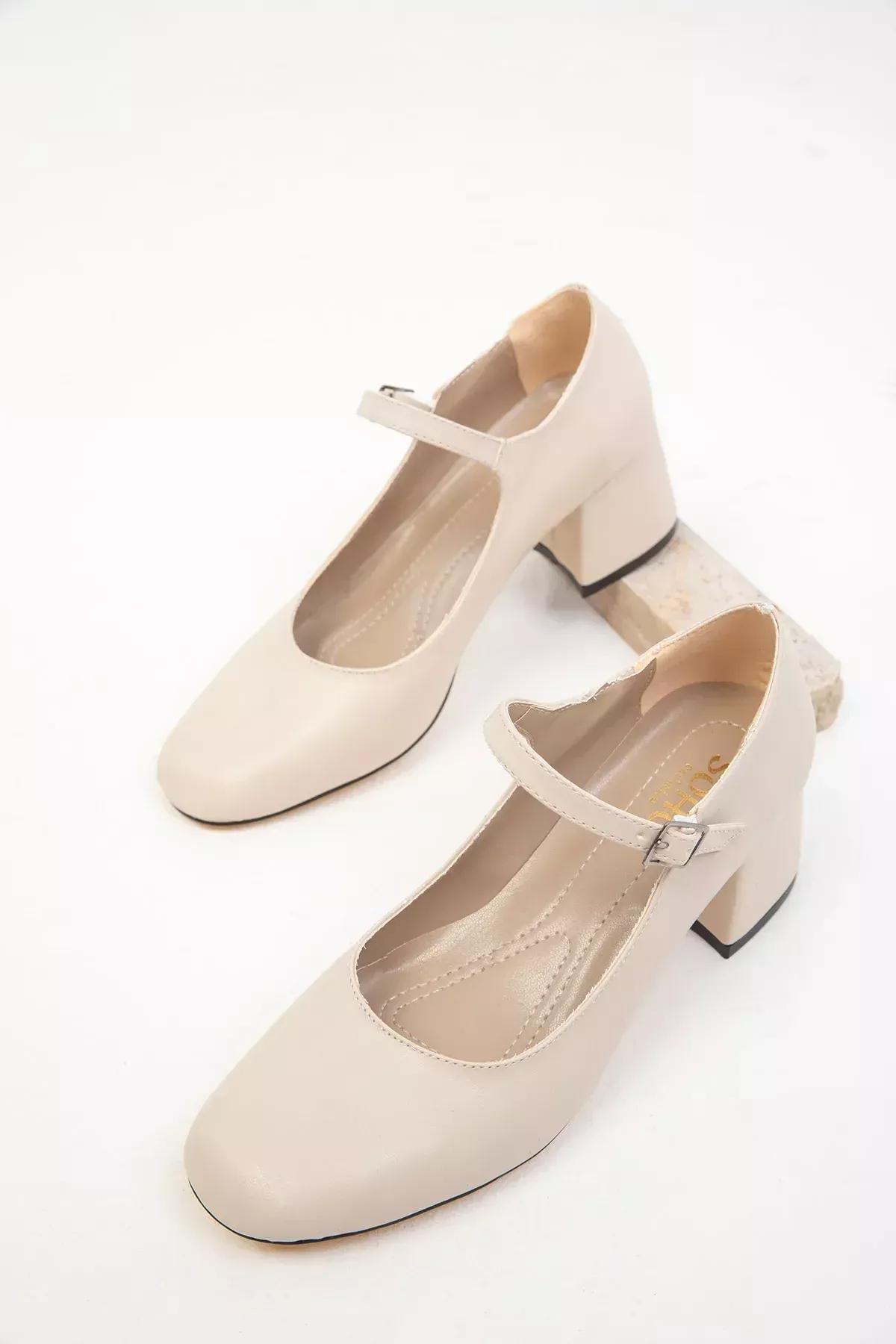 Beige Classic Heeled Shoes, , large image number 0