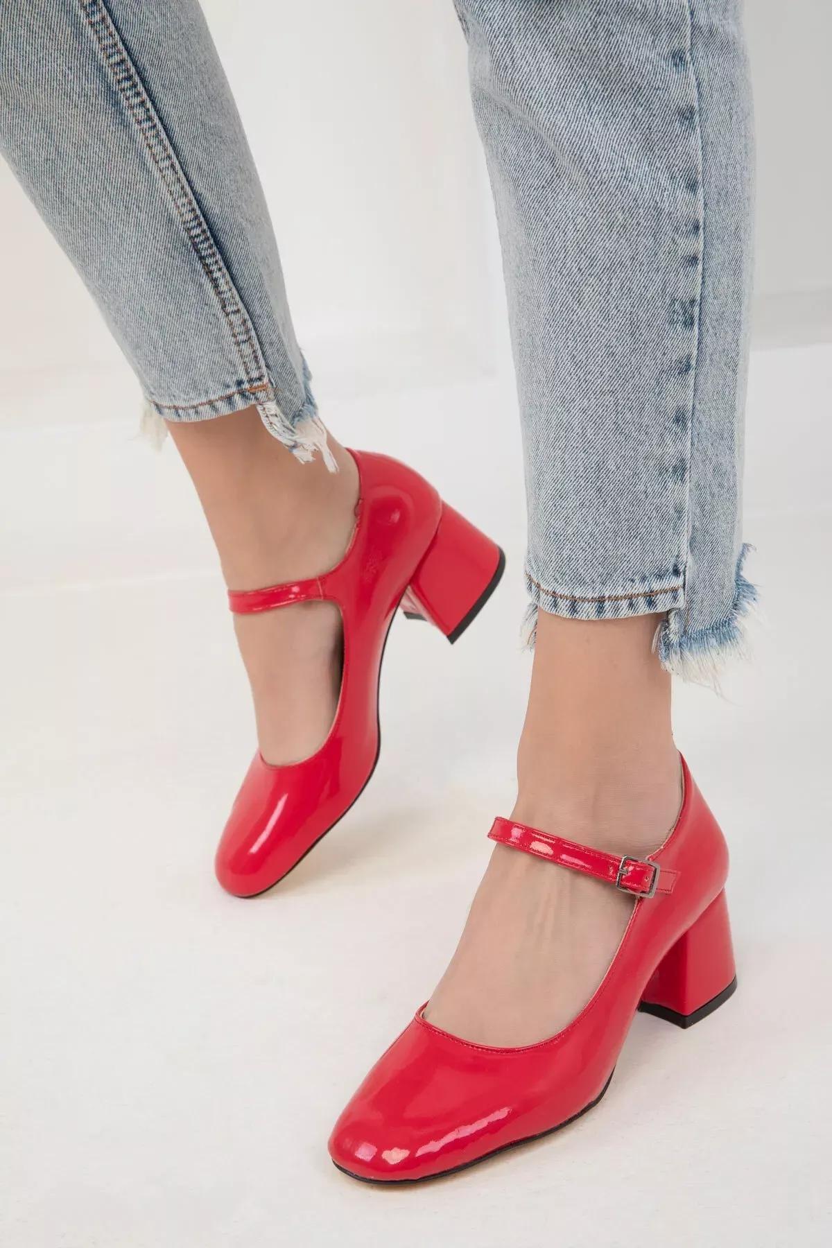 Red Patent Leather Womens Classic Heeled Shoes 18447, C101_4364, large image number 2