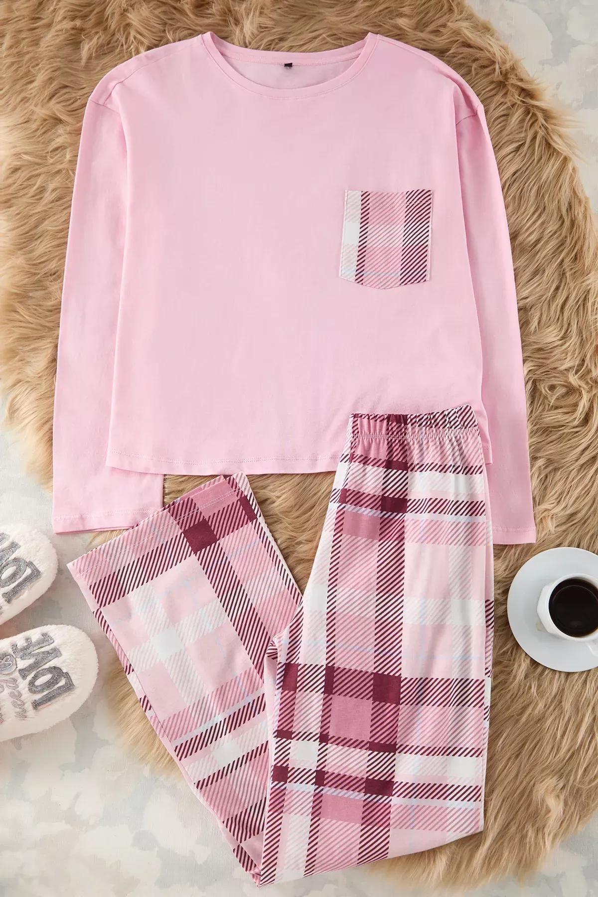 Pink Plaid Pajama Set, , large image number 0