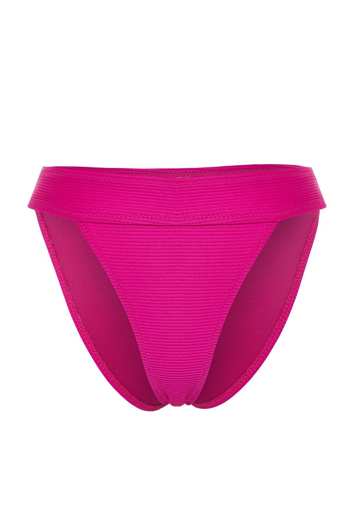 Pink Textured High Leg Bikini Bottom, , large image number 4