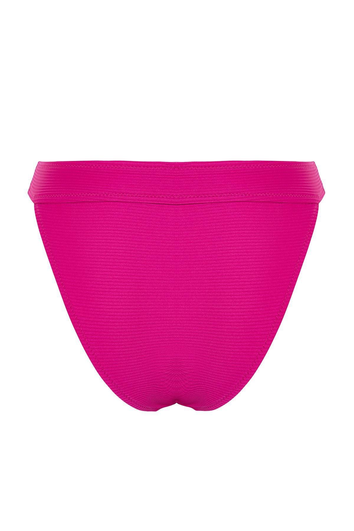 Pink Textured High Leg Bikini Bottom, , large image number 5