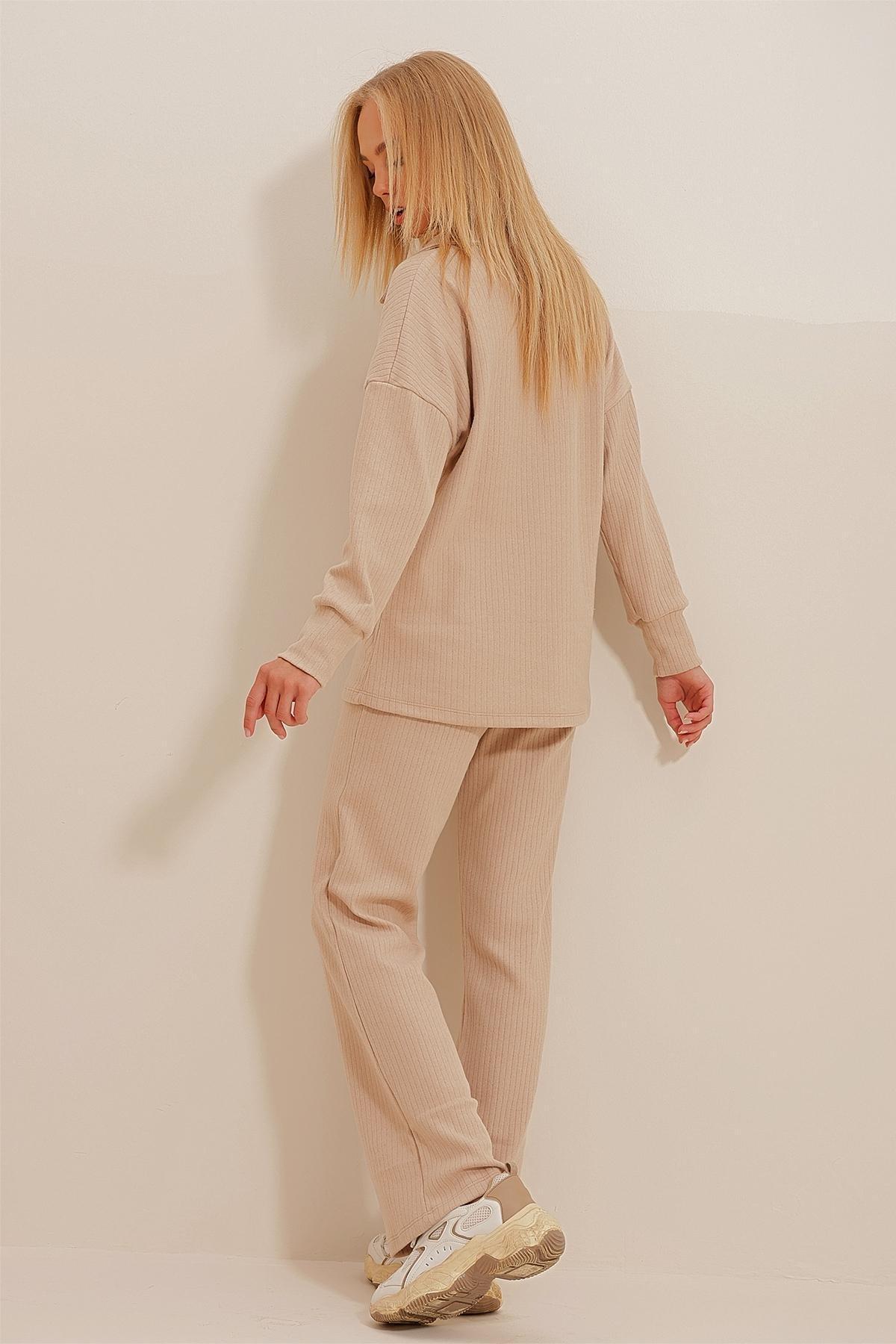 Beige Polo Neck Top Co-Ord Set, , large image number 3