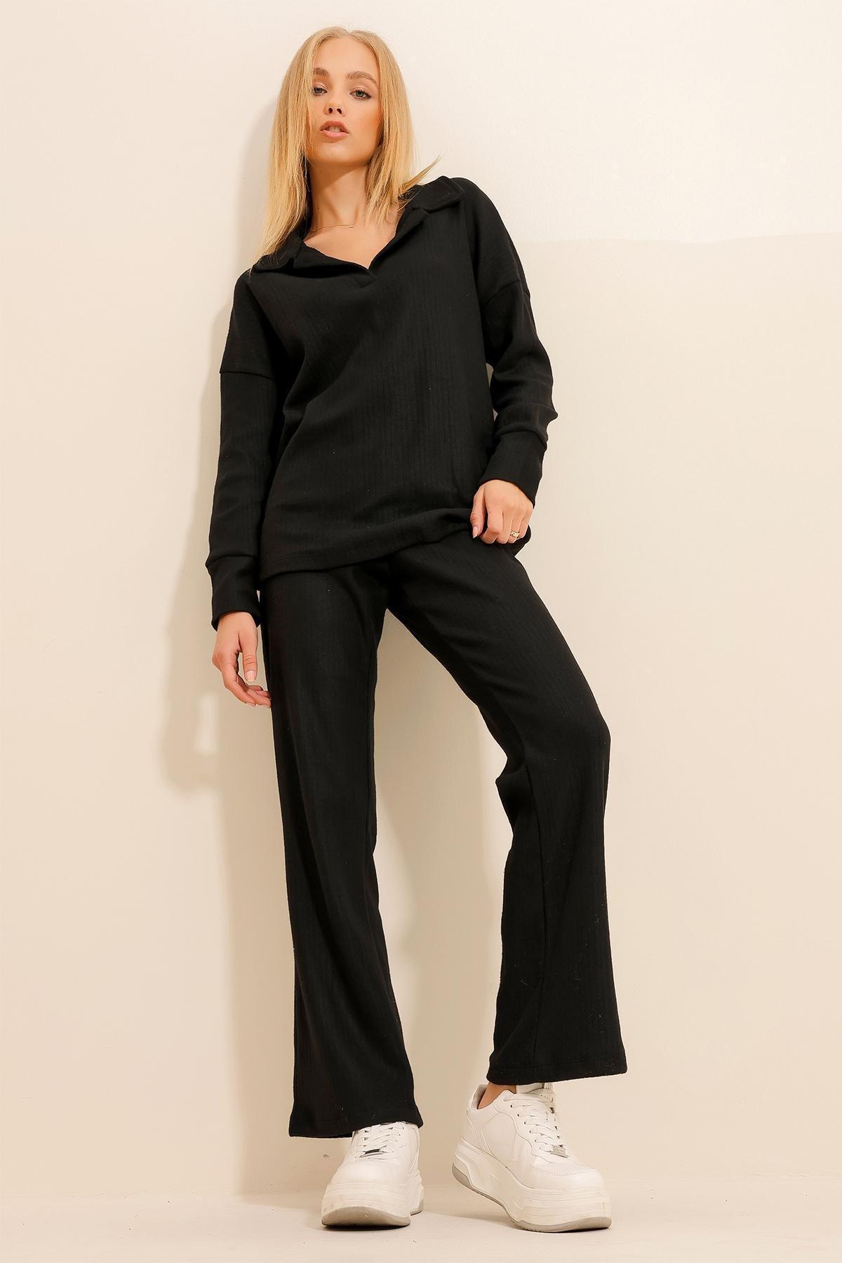 طقم متناسق مُحاك، أسود, BLACK, medium