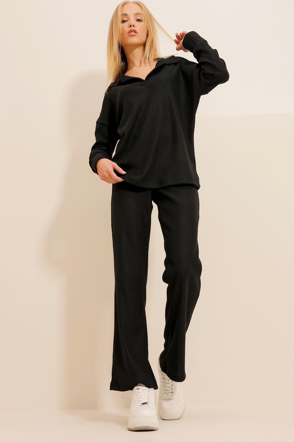 Black Polo Neck Top, BLACK, large image number 1