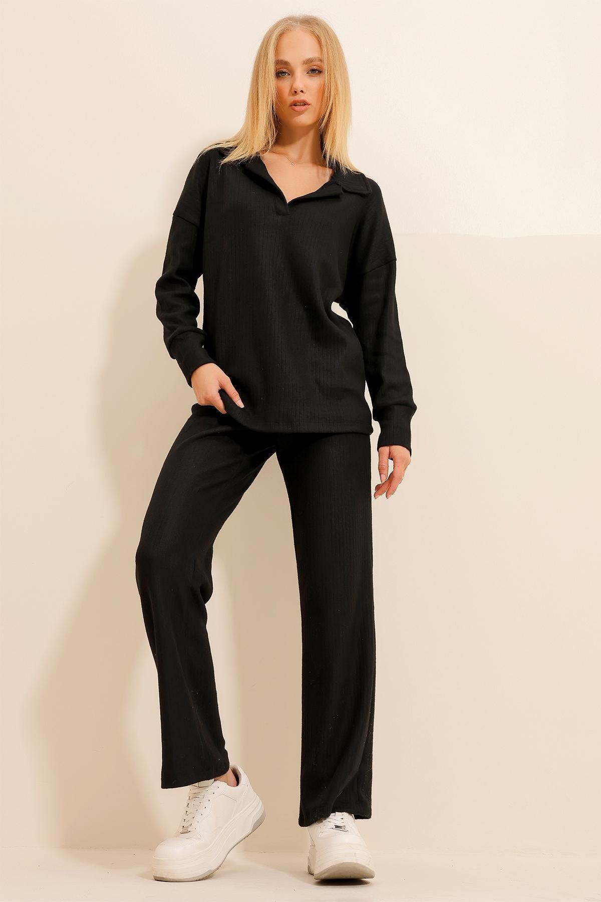 Black Polo Neck Top, BLACK, large image number 2