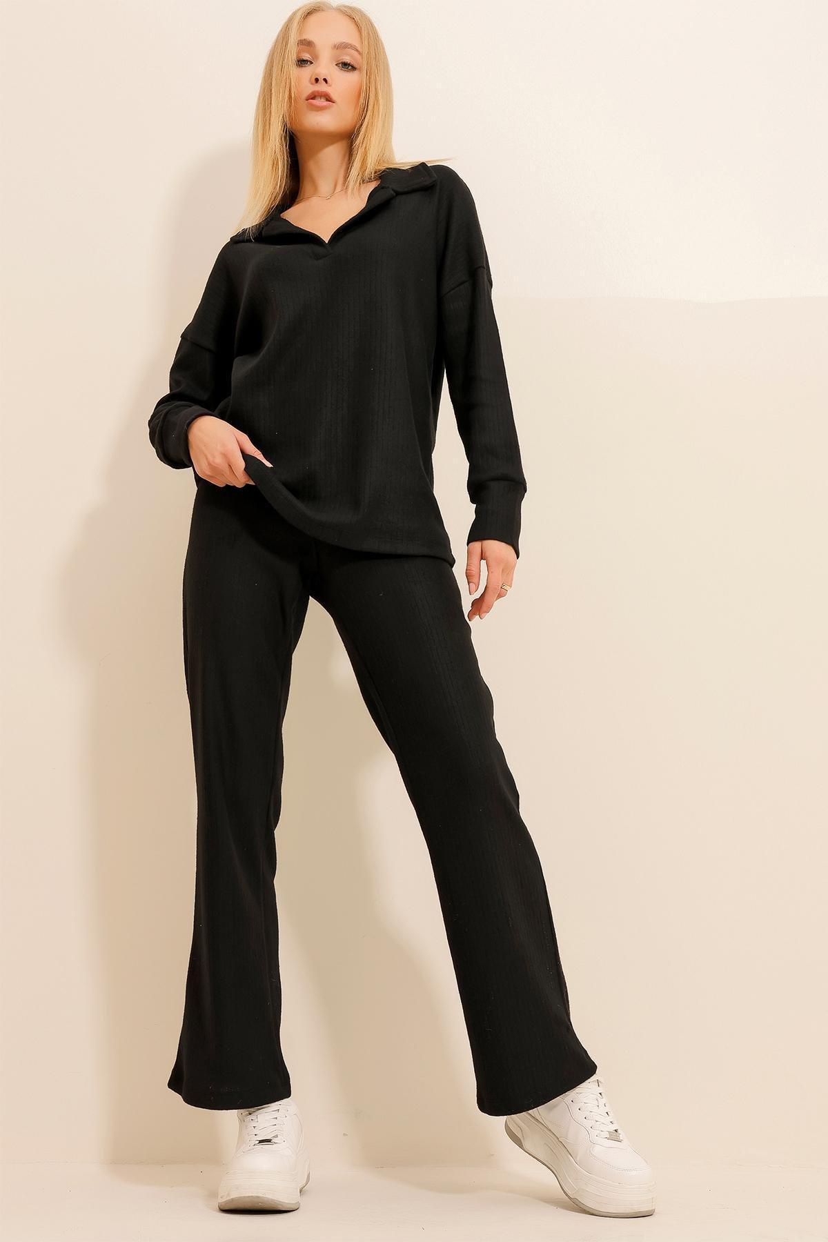 Black Polo Neck Top, BLACK, large image number 3