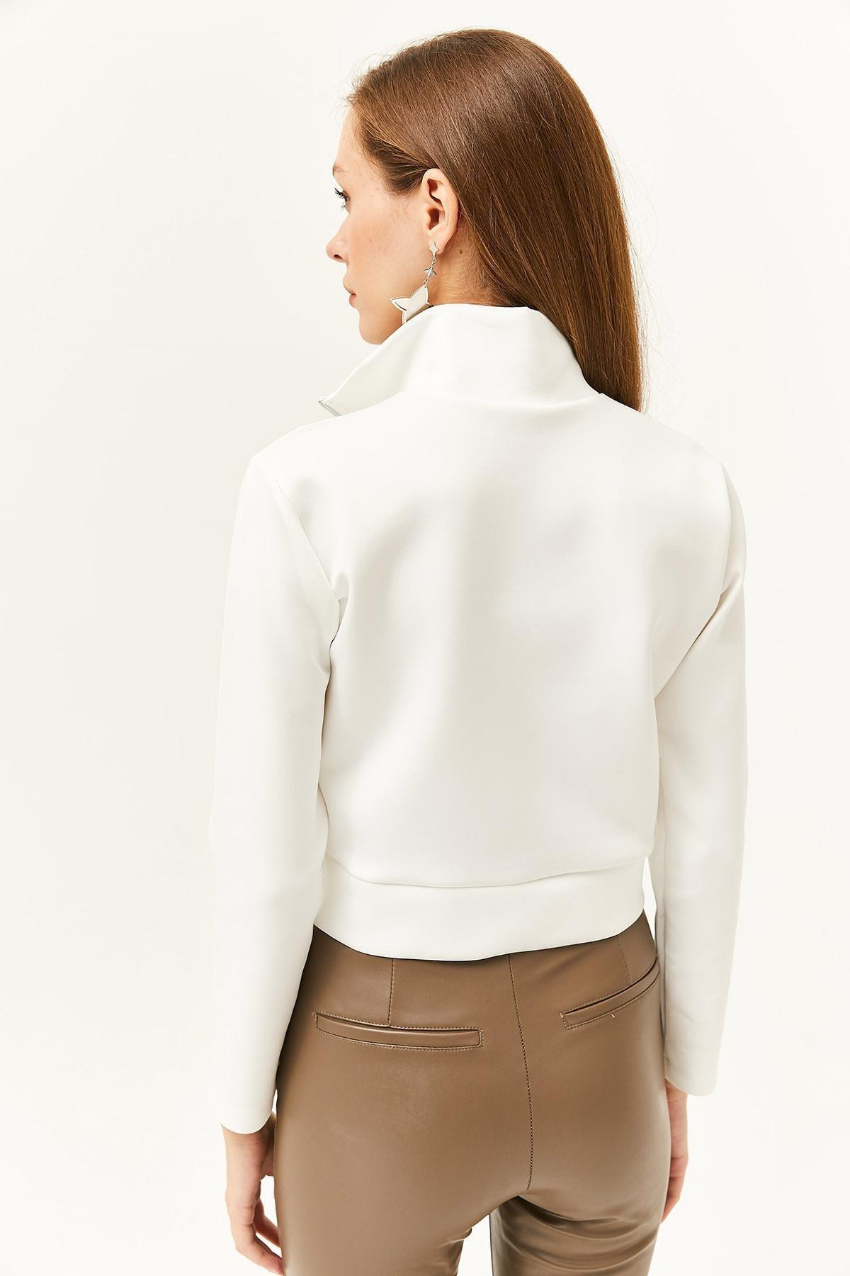 White Zippered Scuba Jacket, White, large image number 4