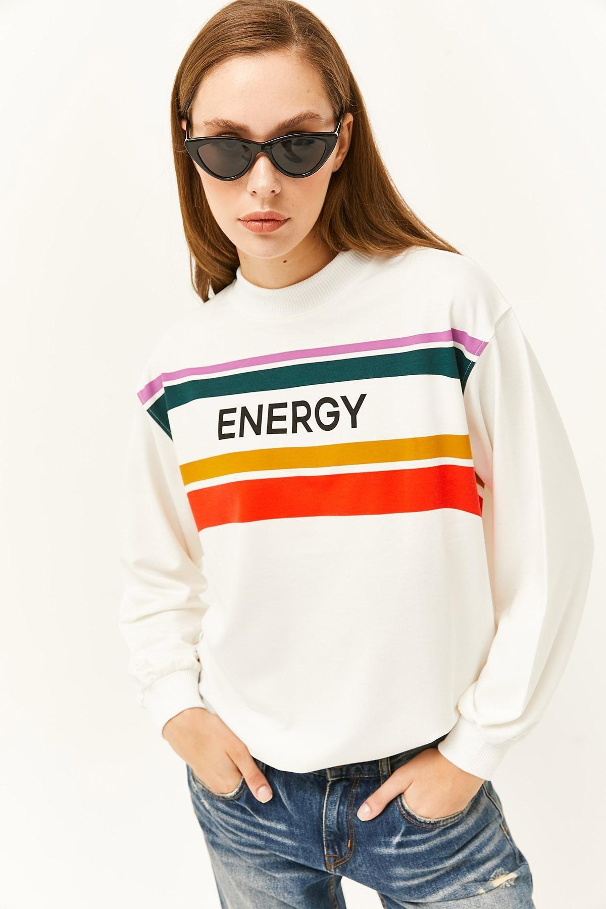 Ecru Printed Soft Textured Sweatshirt, C101_3324, large image number 2