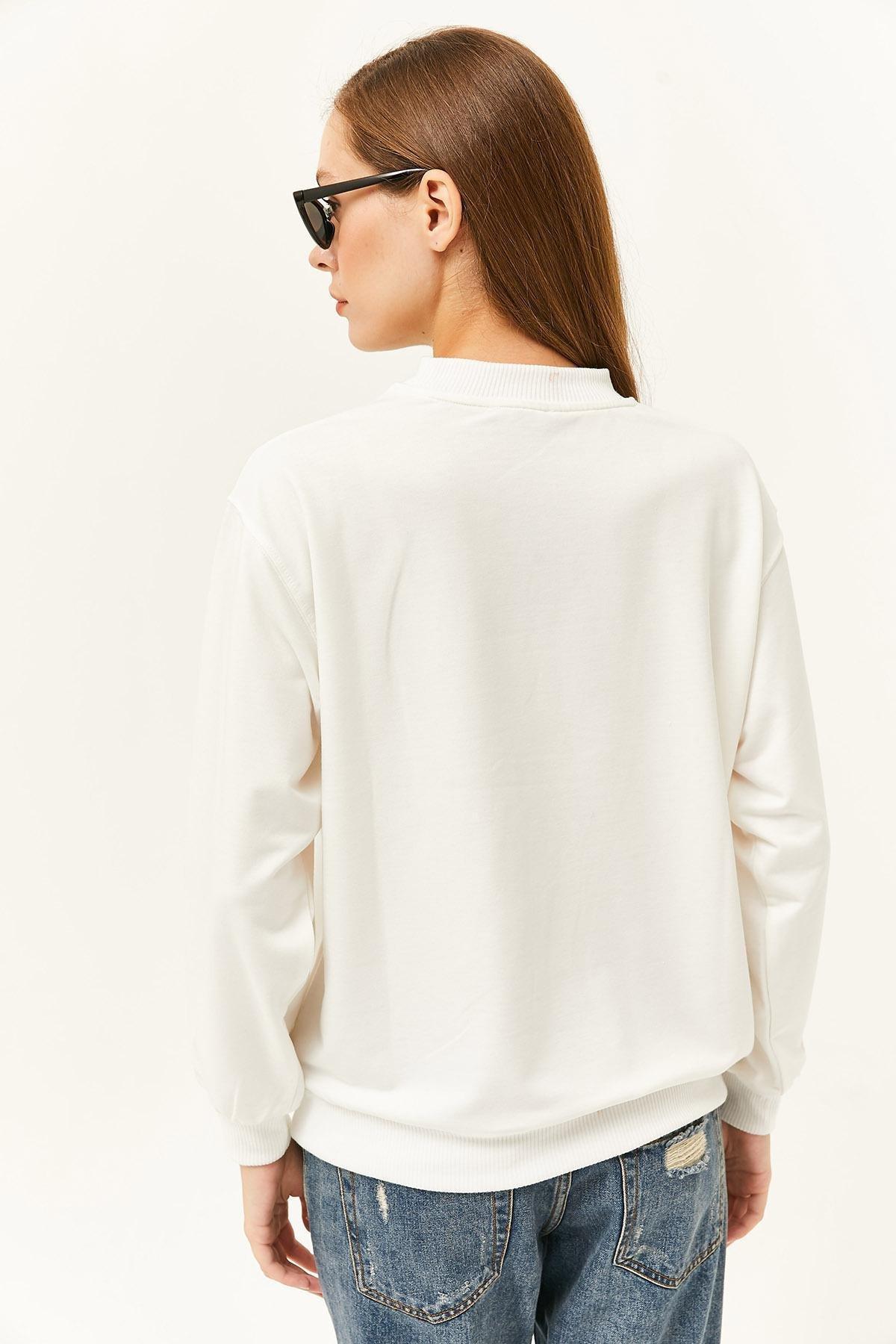 Ecru Printed Soft Textured Sweatshirt, C101_3324, large image number 4