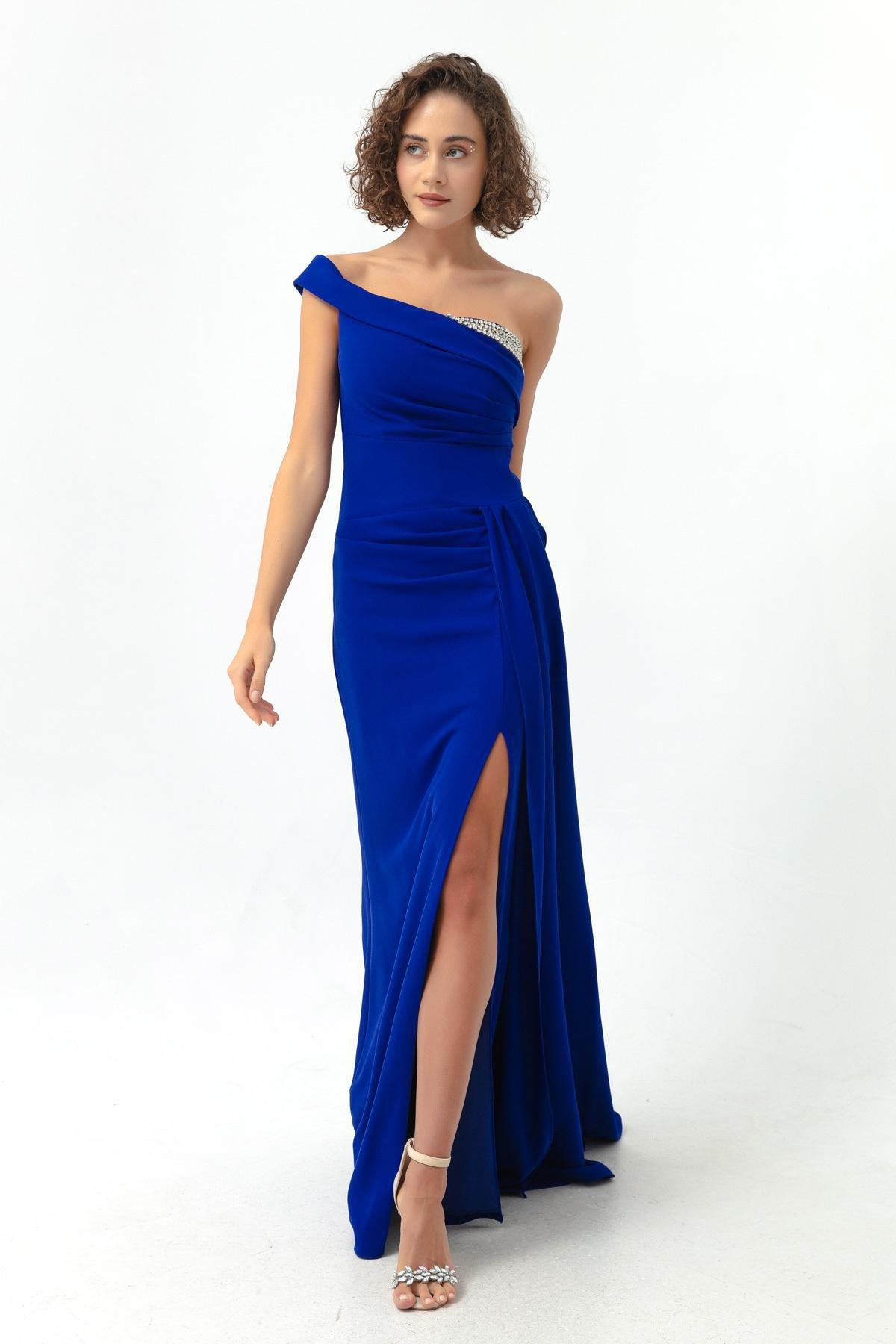 Lafaba - Blue One-Shoulder Long Occasion Wear Dress