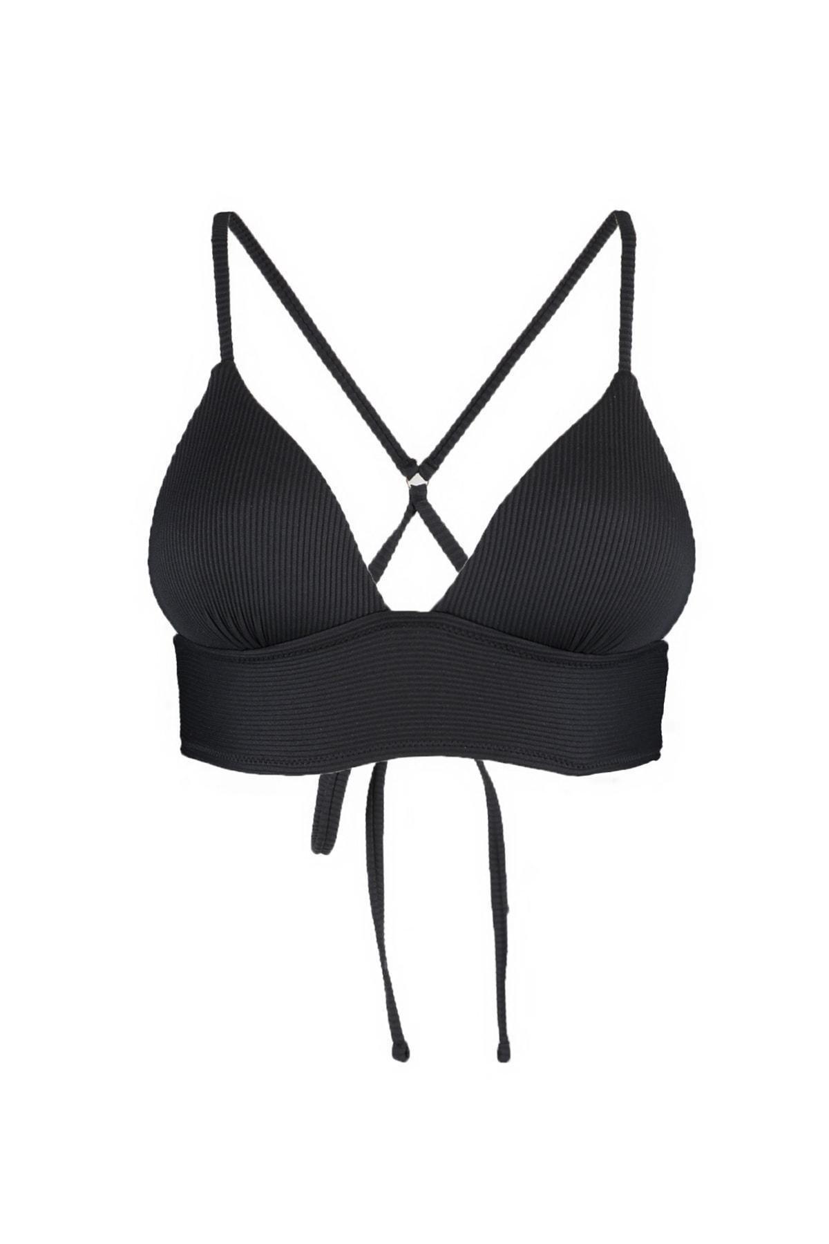 Trendyol - Black Plain Triangle Bikini Top