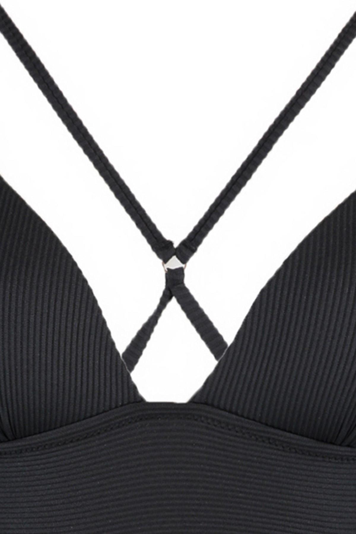Black Plain Triangle Bikini Top, , large image number 9