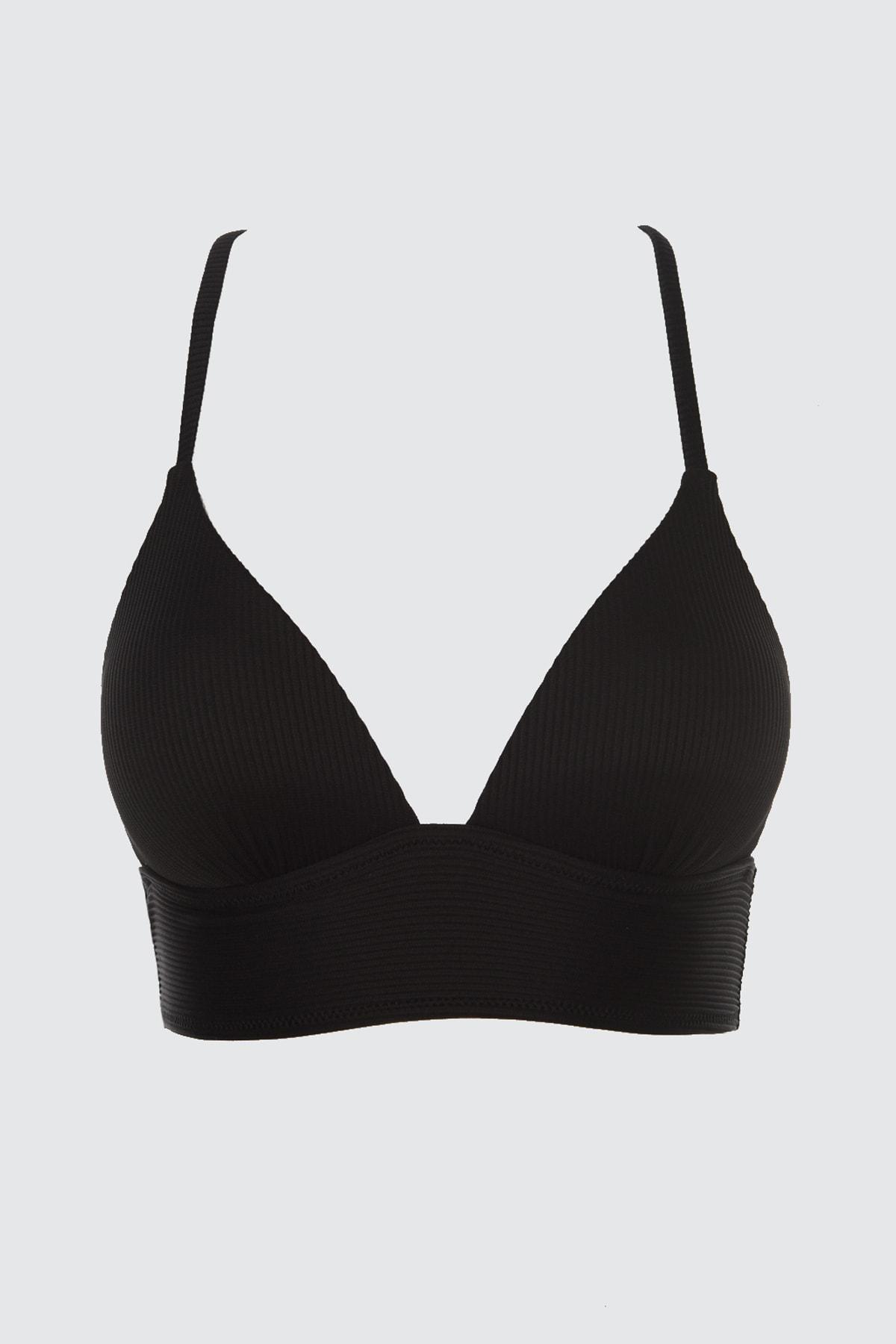 Trendyol - Black Plain Triangle Bikini Top