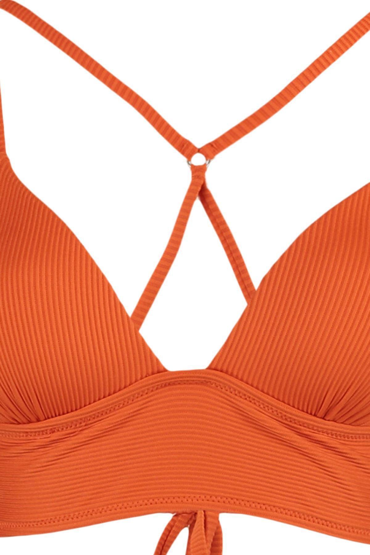 قطعة بيكيني علوية بتصميم مثلث بوش-اب، برتقالي, Orange, large image number 6