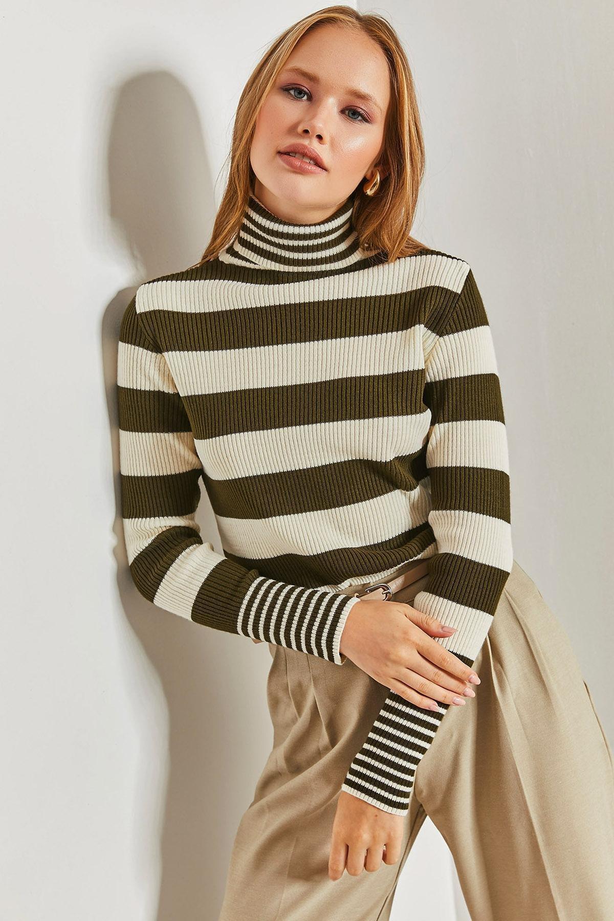 Multicolour Turtleneck Striped Sweater, C101_5607, large image number 0