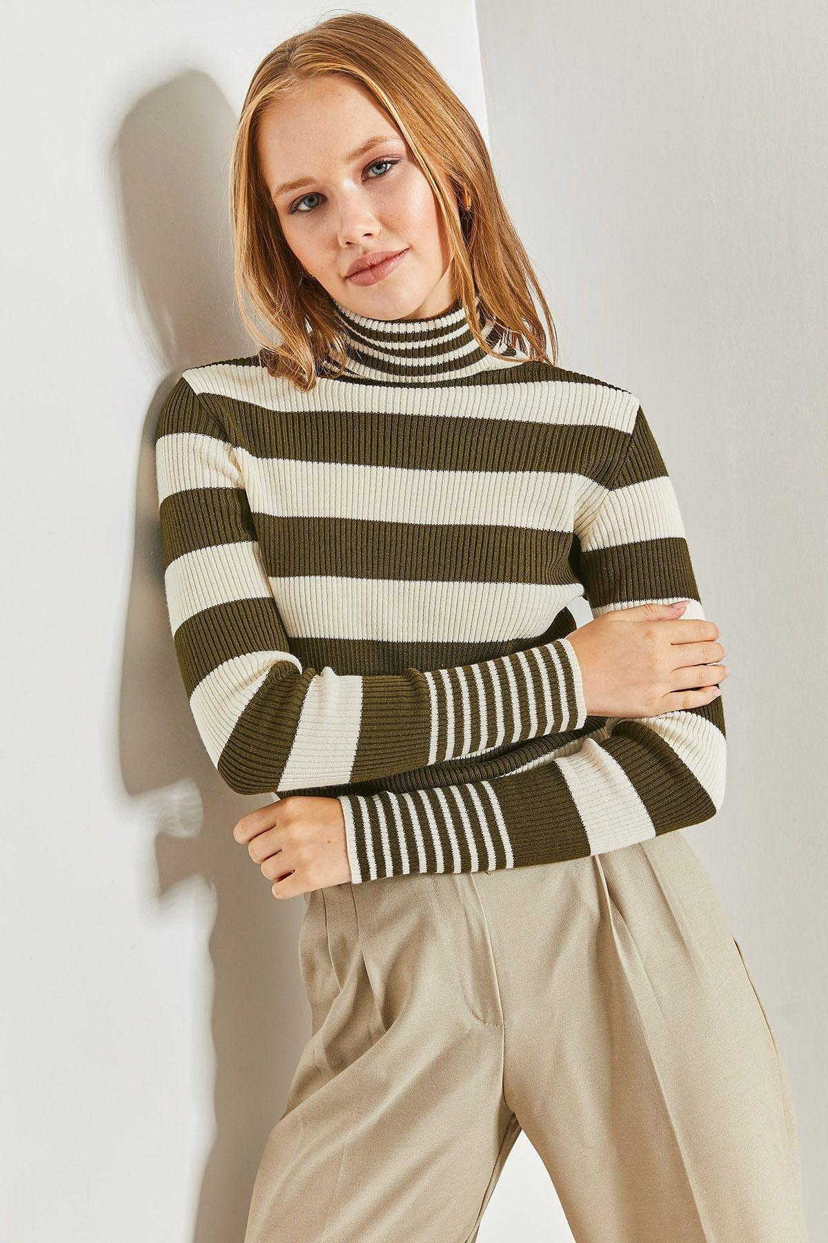 Multicolour Turtleneck Striped Sweater, C101_5607, large image number 1