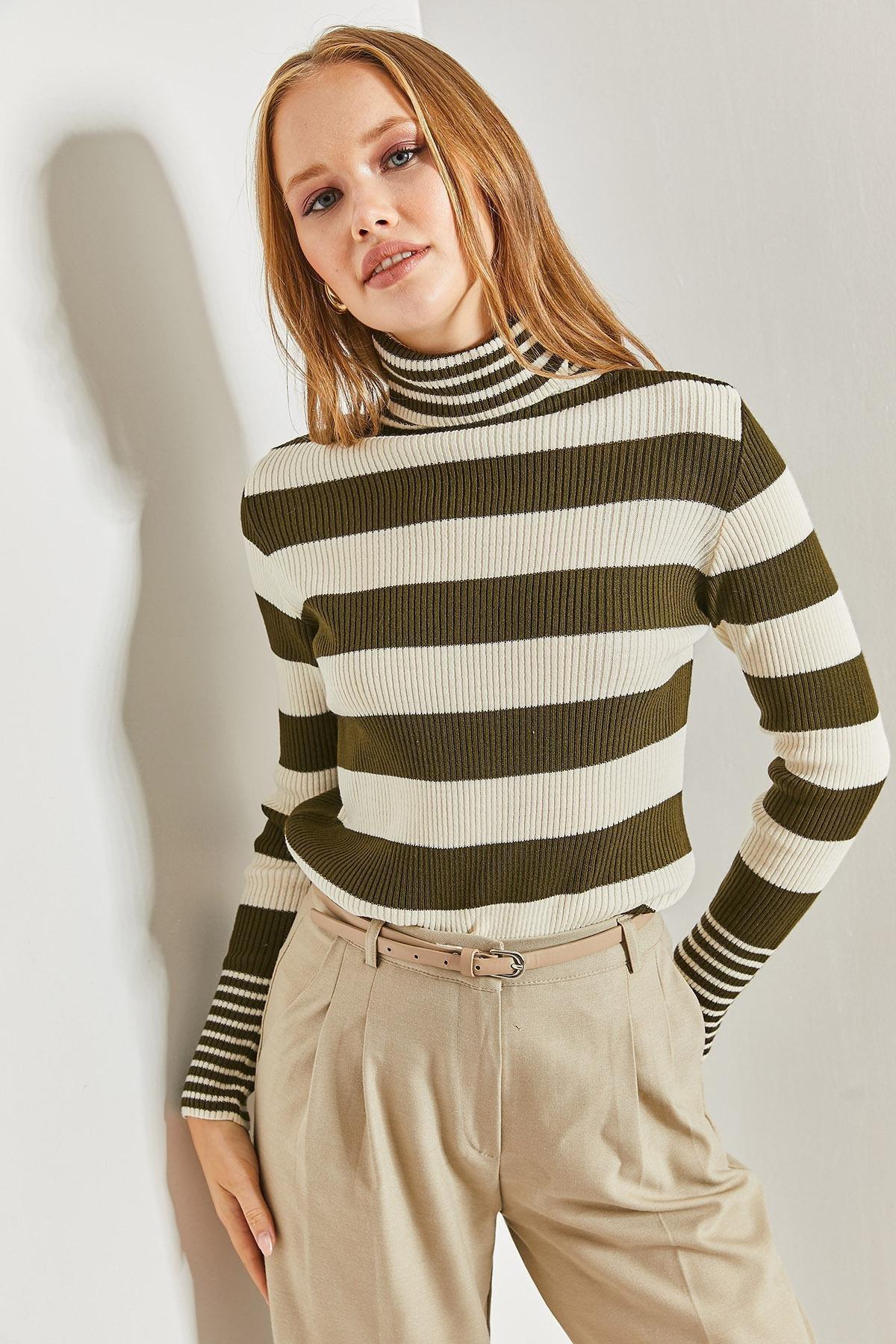 Multicolour Turtleneck Striped Sweater, C101_5607, large image number 2
