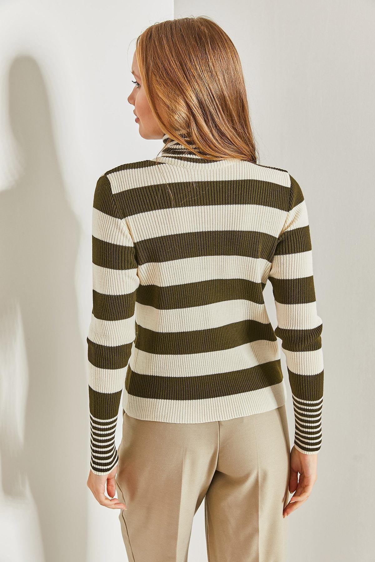 Multicolour Turtleneck Striped Sweater, C101_5607, large image number 5