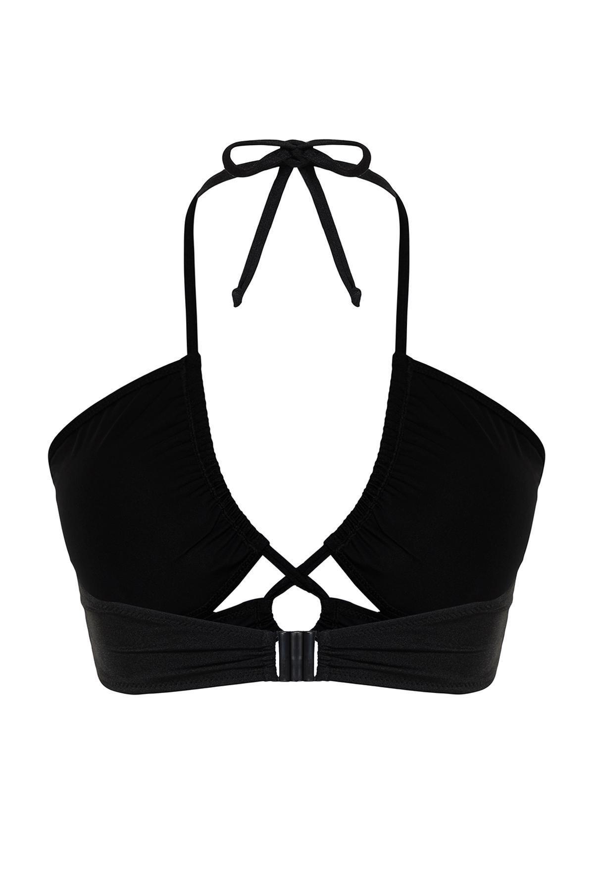 Black Tie Detailed Slimming Effect Bikini Top, , large image number 1