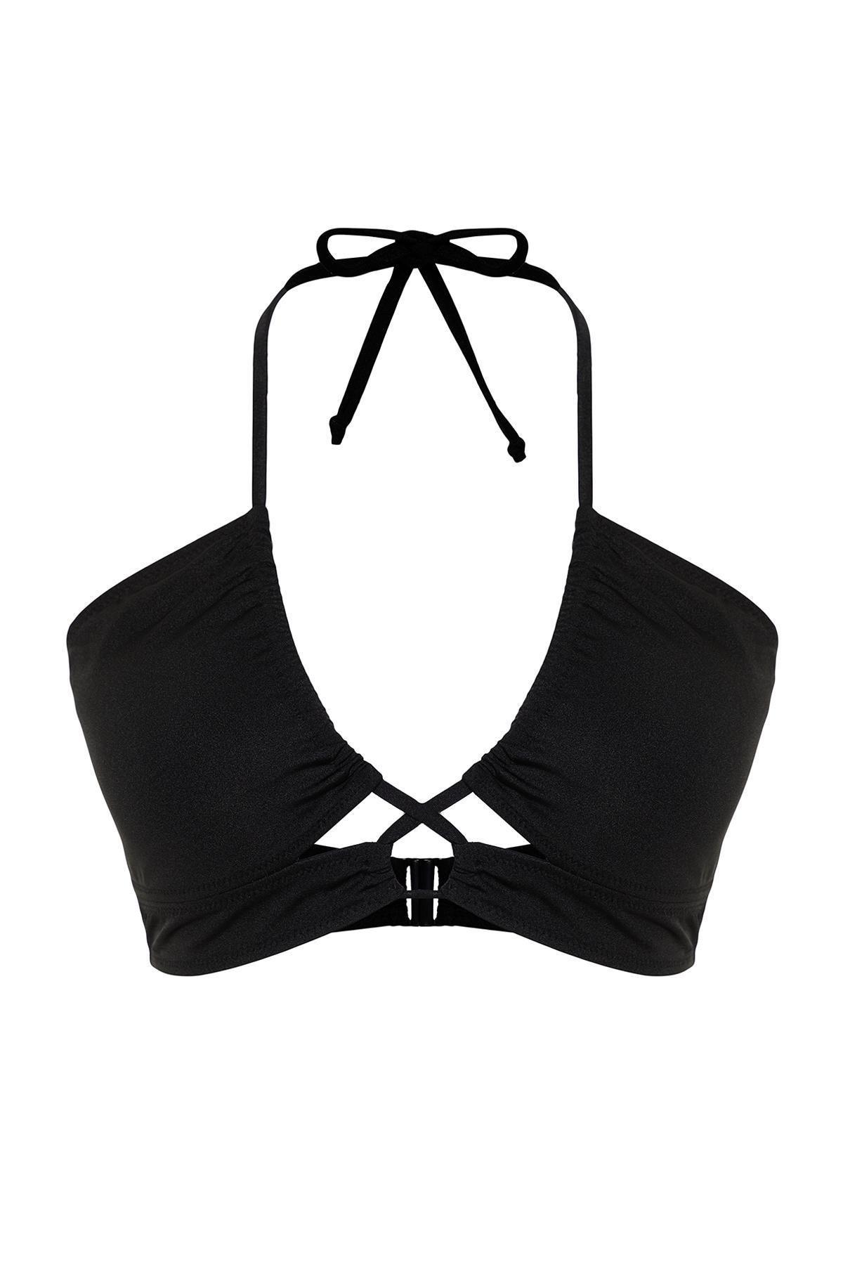 Black Tie Detailed Slimming Effect Bikini Top, , large image number 7
