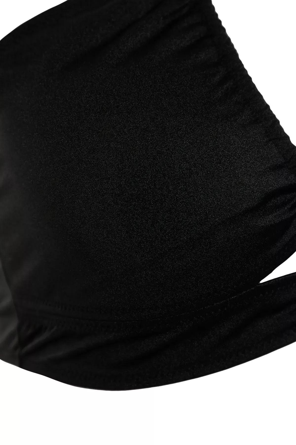 Black Tie Detailed Slimming Effect Bikini Top, BLACK, large image number 7