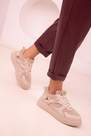 SOHO - Beige Lace-Up Plush Sneakers