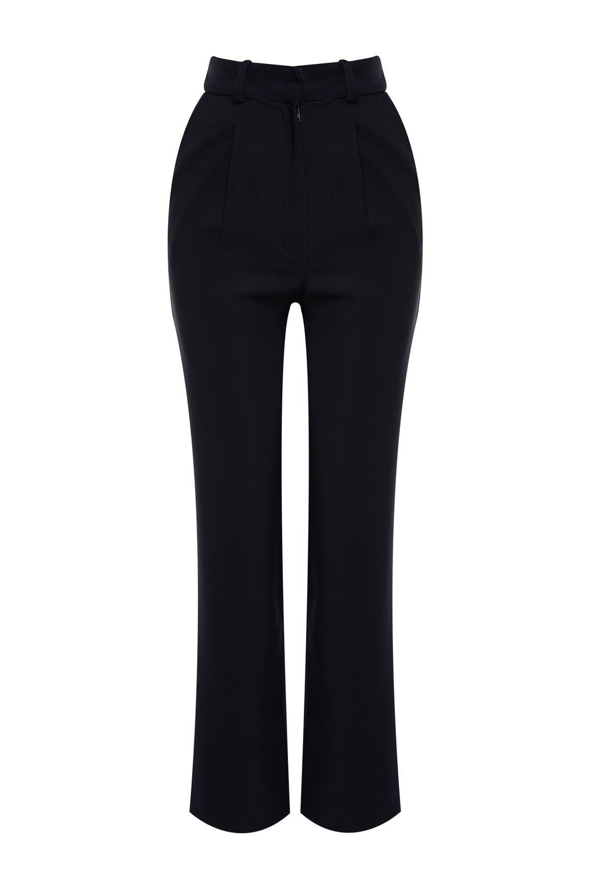 Blue Straight Cut Pleated Trousers, , large image number 5