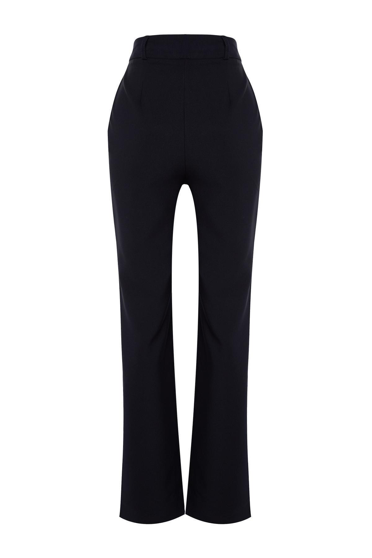 Blue Straight Cut Pleated Trousers, , large image number 7