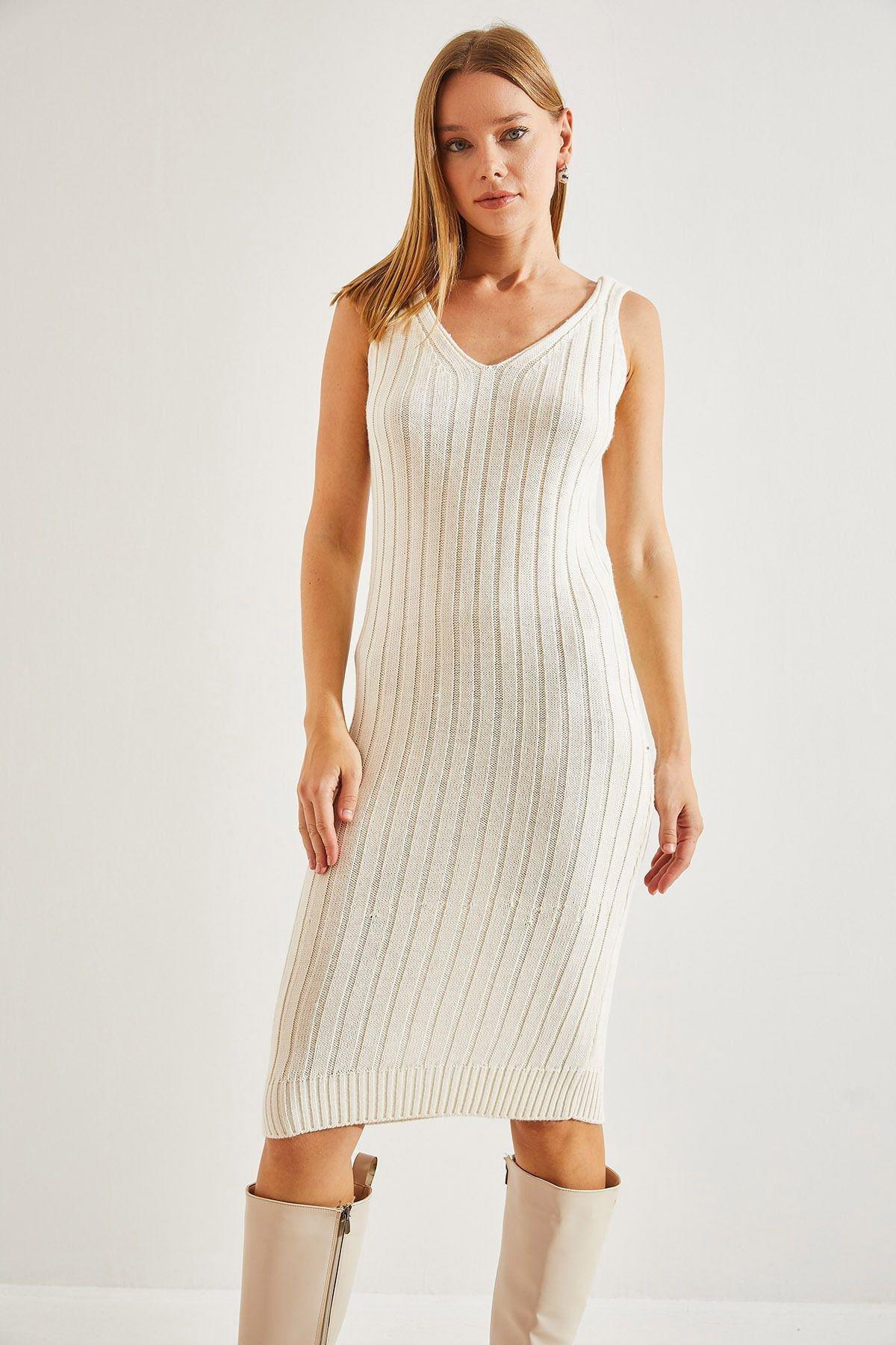 Beige Knitted Strap Co-Ord Set, Beige, large image number 4