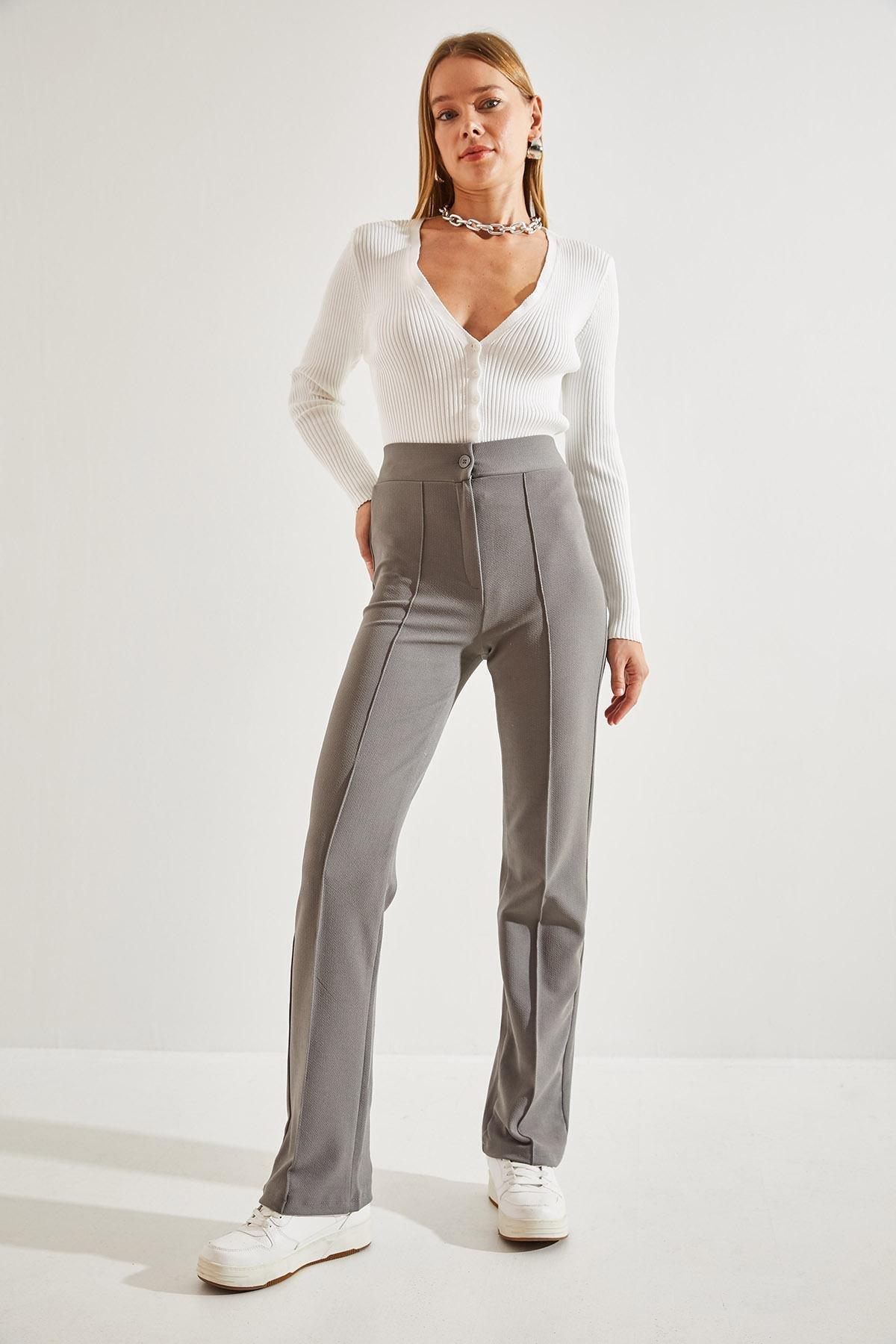 Grey Palazzo Trousers, C101_1653, large image number 3