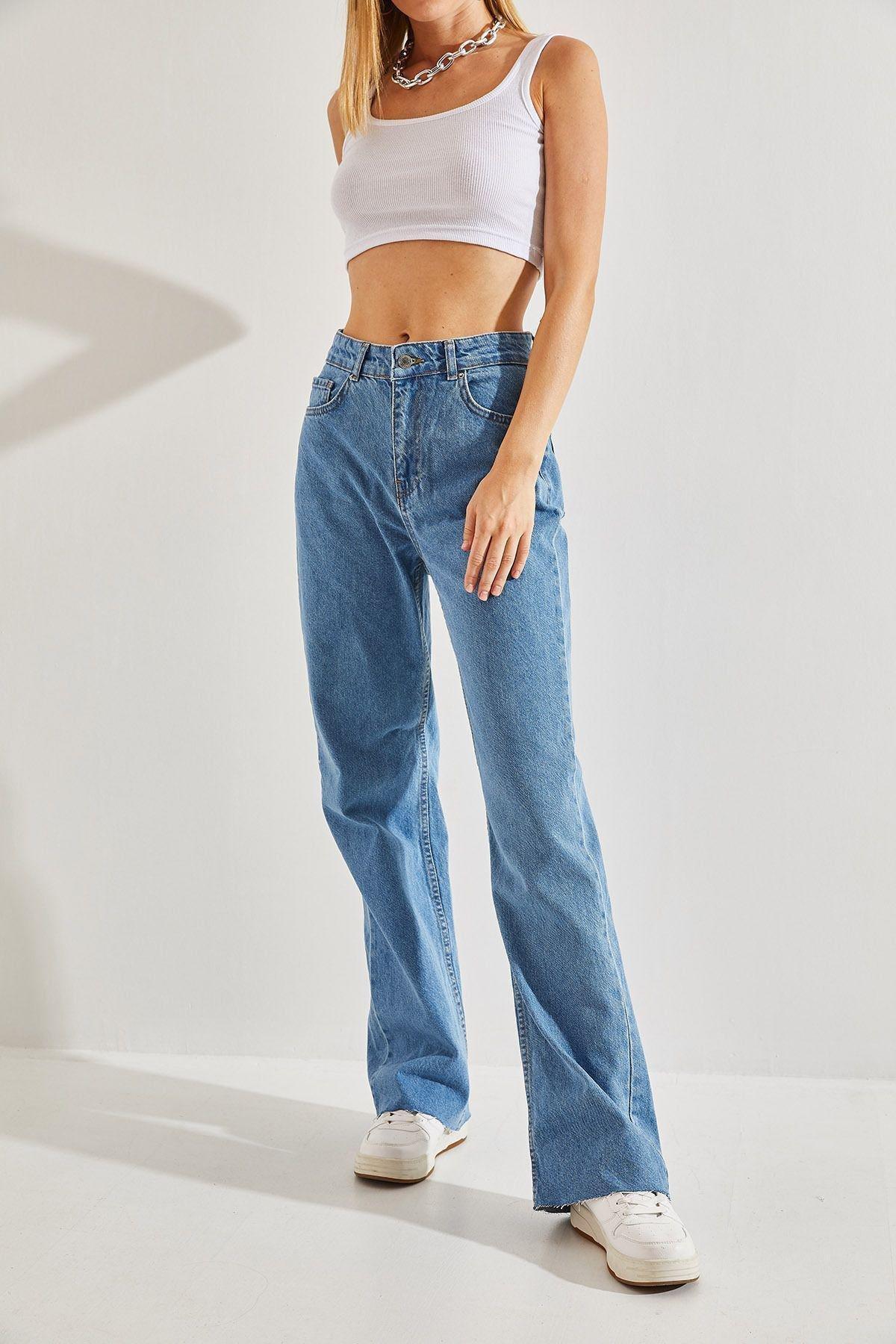 Blue High Waist Pattern Palazzo Trousers, C101_5645, large image number 1