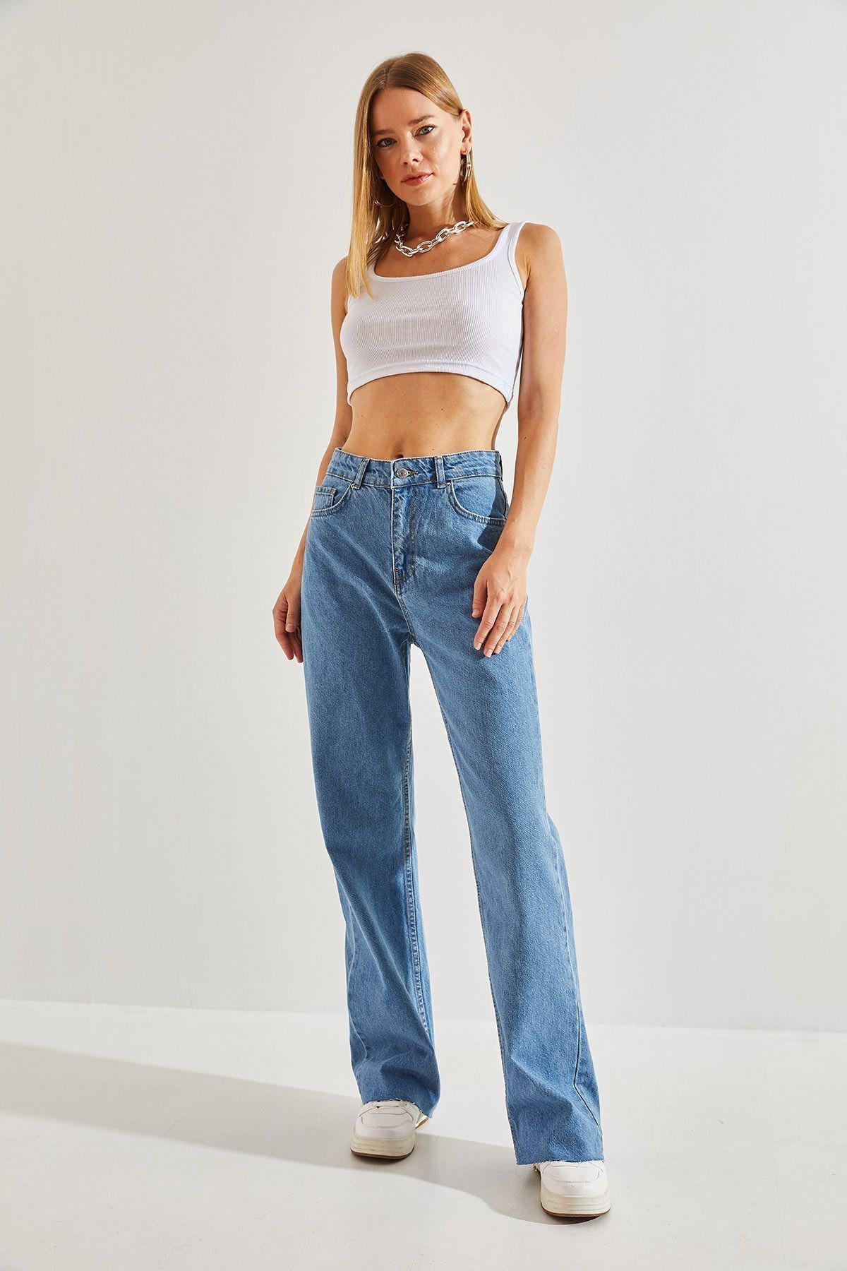 Blue High Waist Pattern Palazzo Trousers, C101_5645, large image number 2