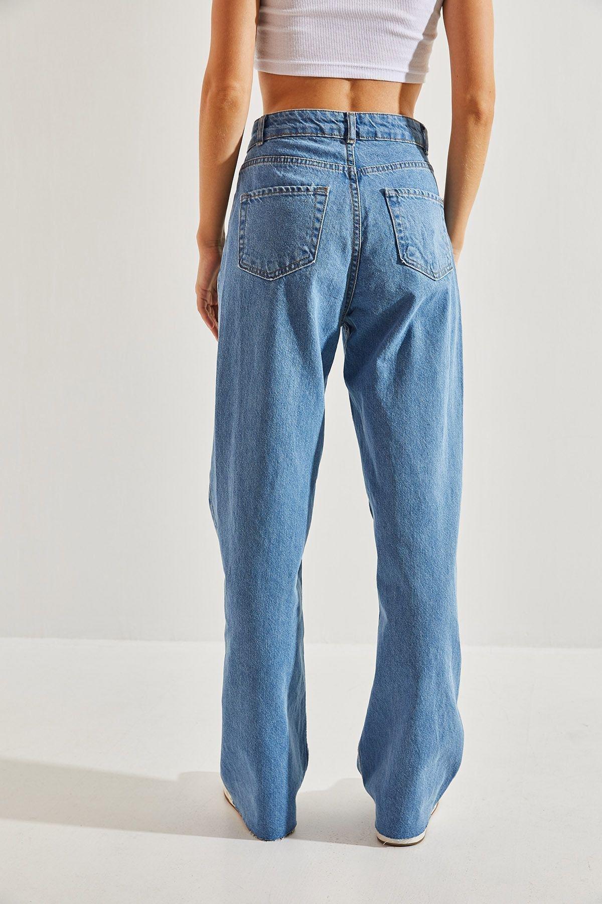 Blue High Waist Pattern Palazzo Trousers, , large image number 3