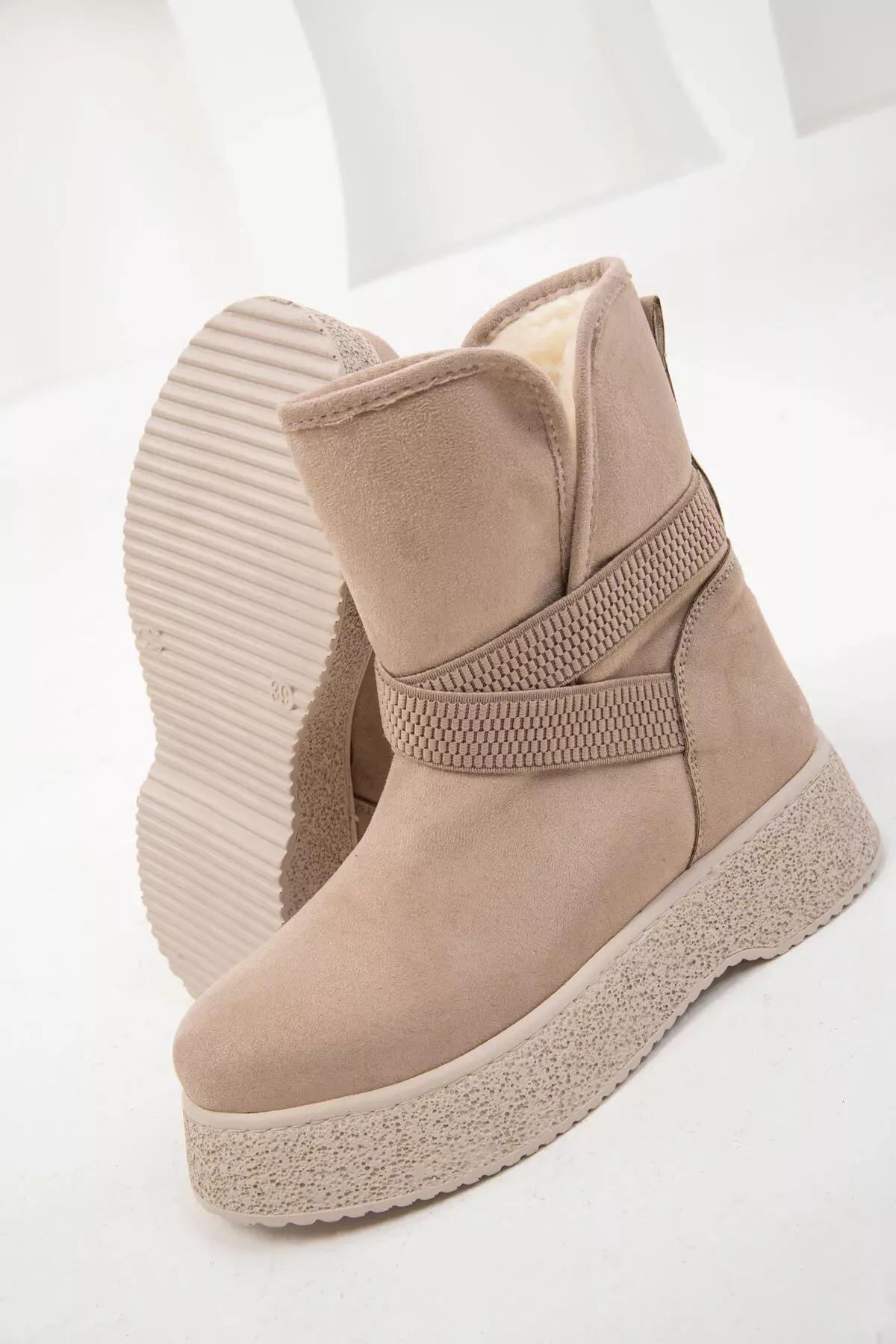 Beige Suede Boots, , large image number 3