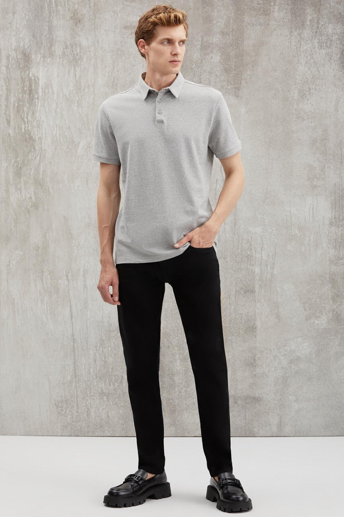 Eddiee Mens Slim Fit 100% Cotton Grimelange Polo Neck T-shirt, Single, , large image number 2